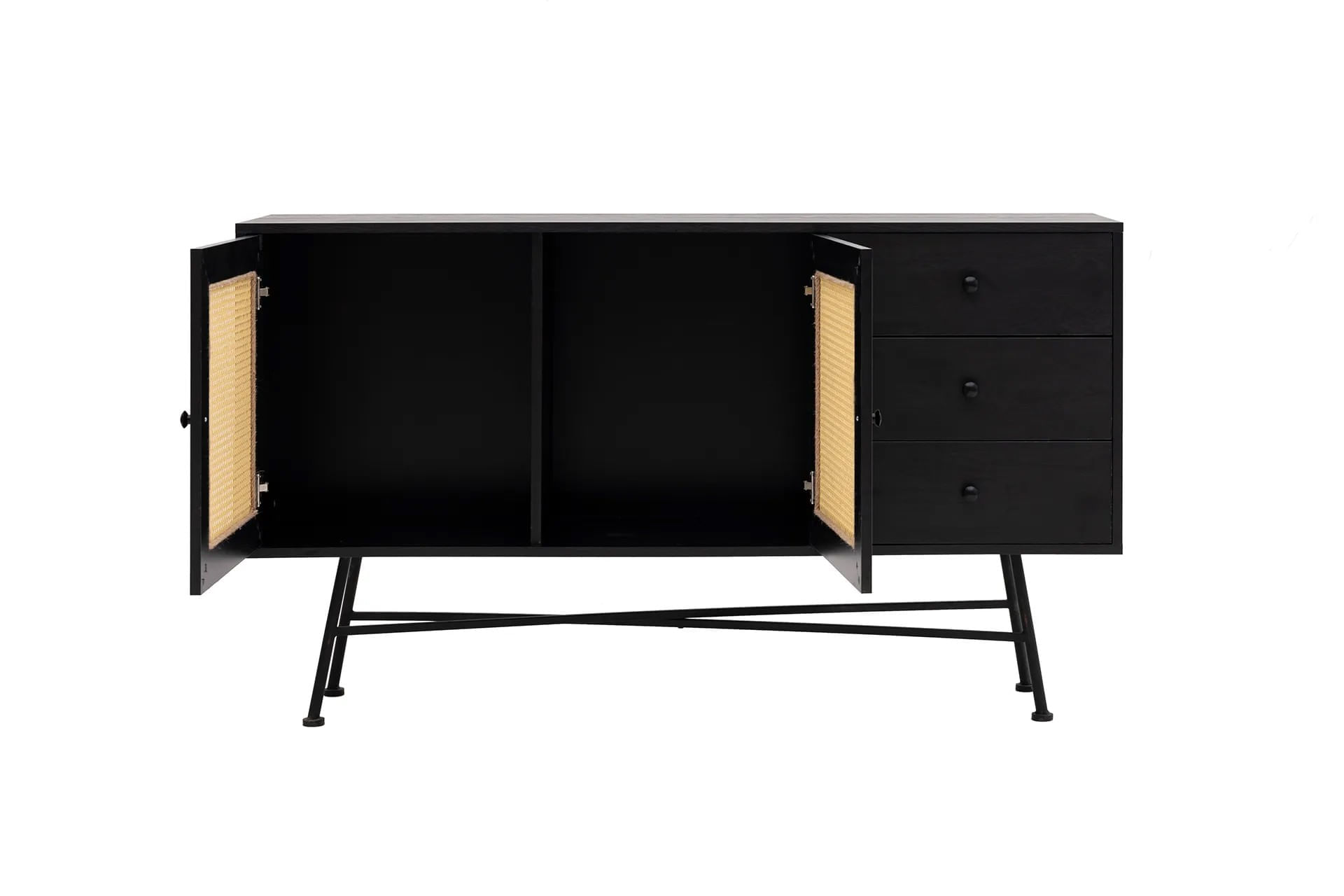 Consola, Hanah Home, pal melaminat, negru, 160x40x90 cm — imaginea 3