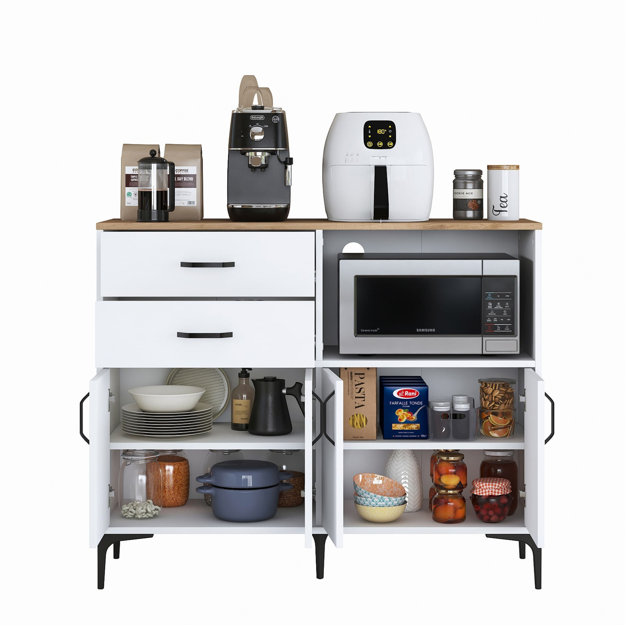 Dulap multifunctional, Hanah Home, PAL melaminat, alb si nuc, 120x40x98.6 cm — imaginea 10