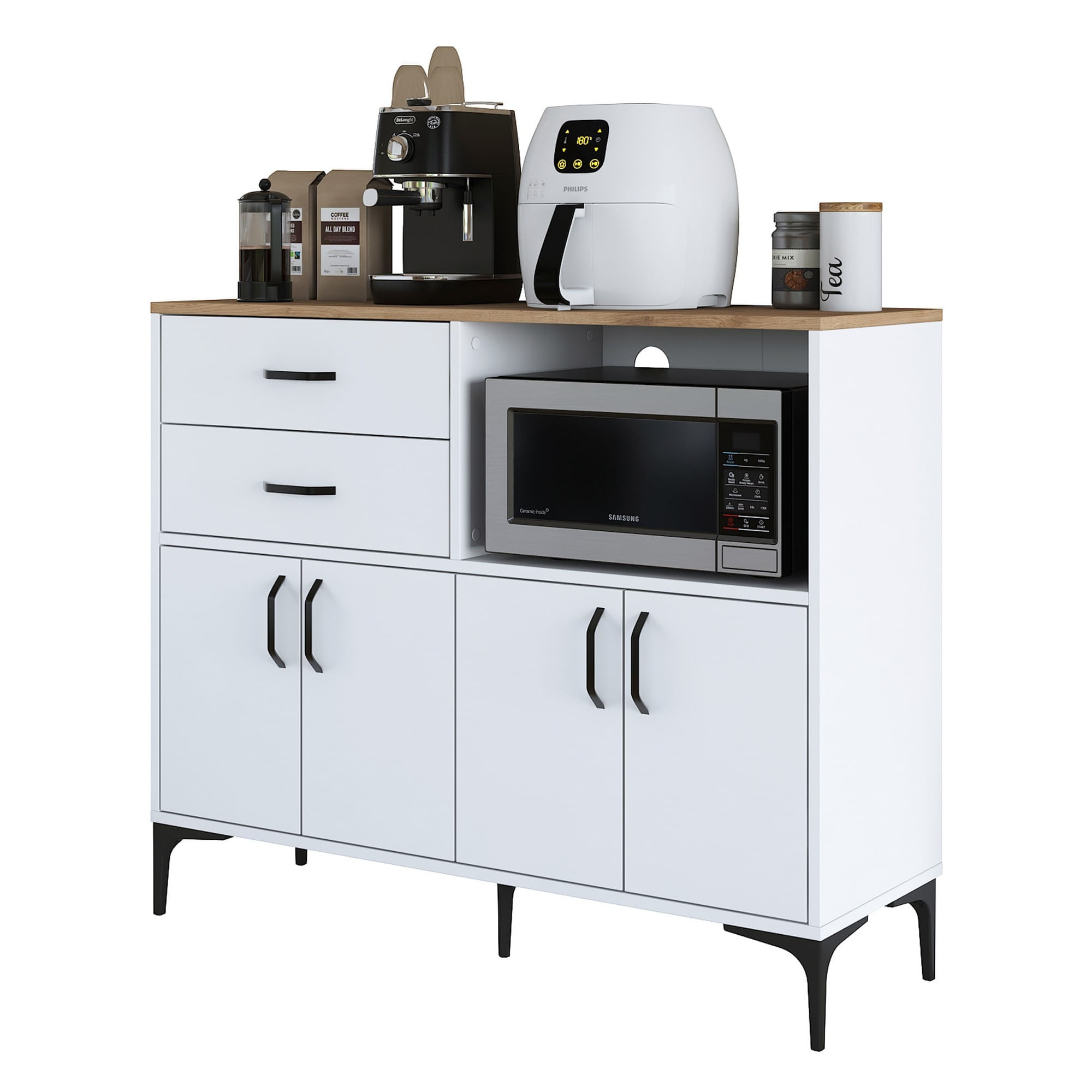 Dulap multifunctional, Hanah Home, PAL melaminat, alb si nuc, 120x40x98.6 cm — imaginea 11