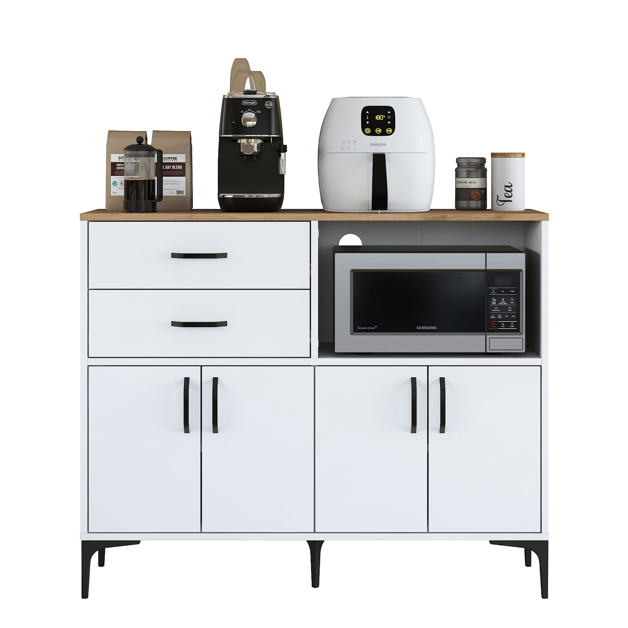 Dulap multifunctional, Hanah Home, PAL melaminat, alb si nuc, 120x40x98.6 cm — imaginea 12