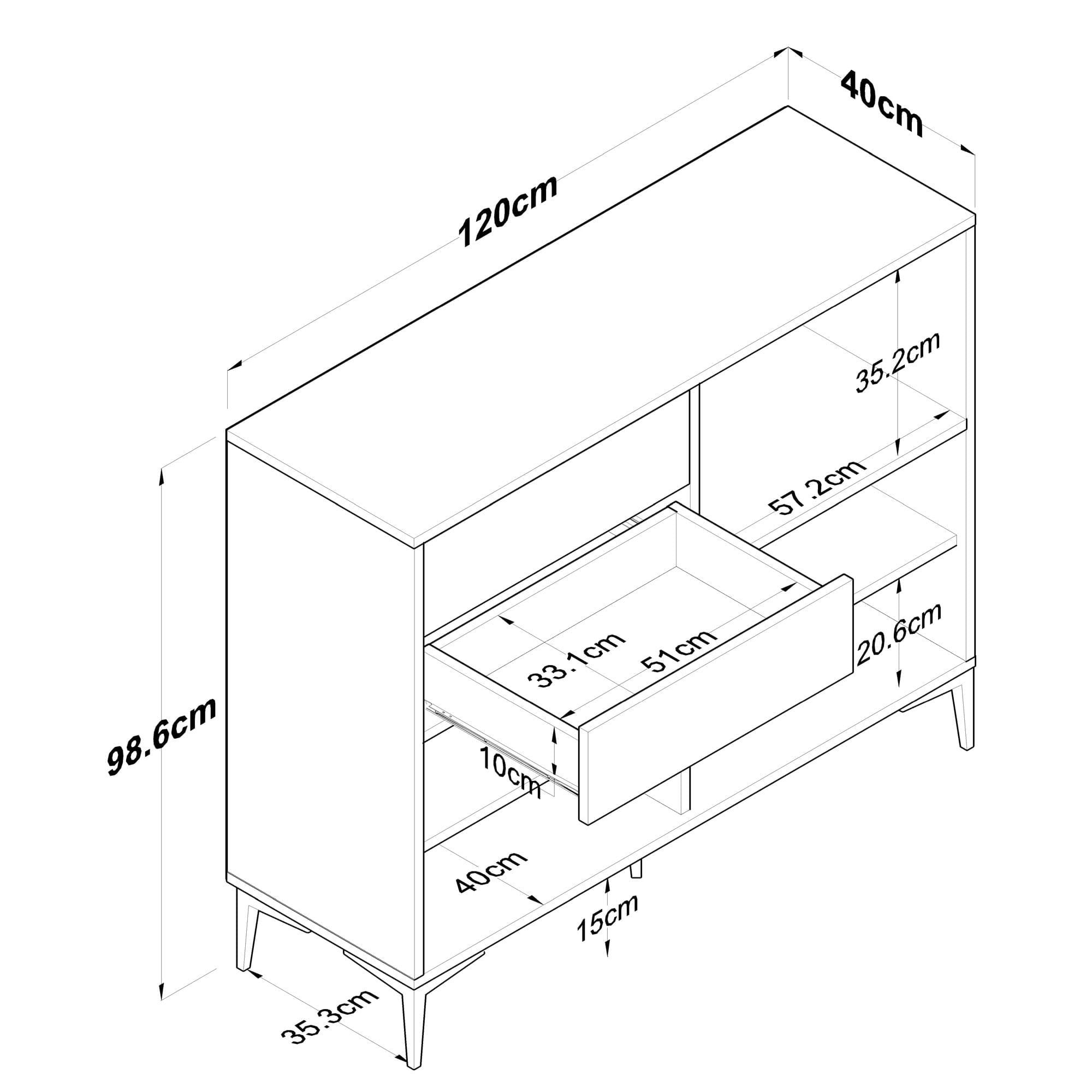 Dulap multifunctional, Hanah Home, PAL melaminat, alb si nuc, 120x40x98.6 cm — imaginea 14
