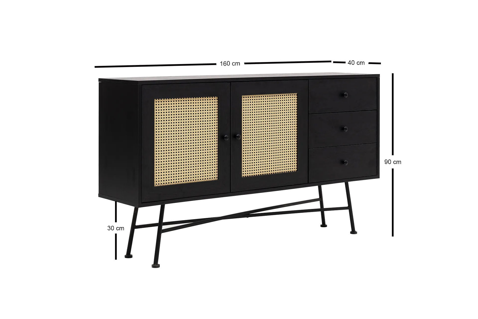 Consola, Hanah Home, pal melaminat, negru, 160x40x90 cm — imaginea 11