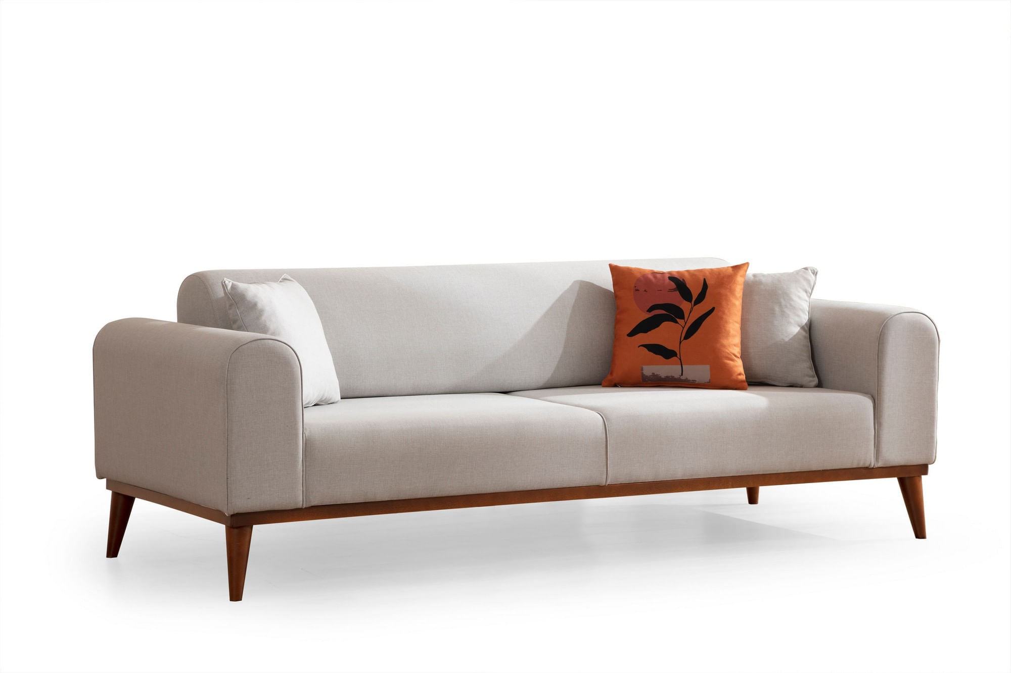 Canapea extensibila, Atelier Del Sofa, lemn de fag, crem, 222x90x80 cm — imaginea 2