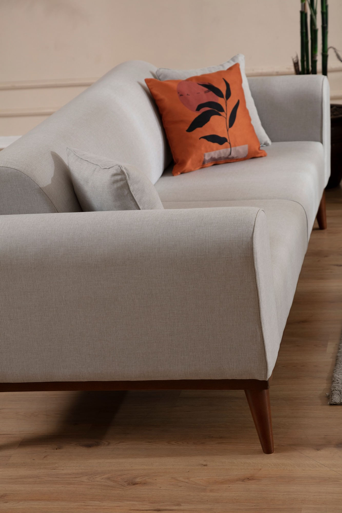 Canapea extensibila, Atelier Del Sofa, lemn de fag, crem, 222x90x80 cm — imaginea 4