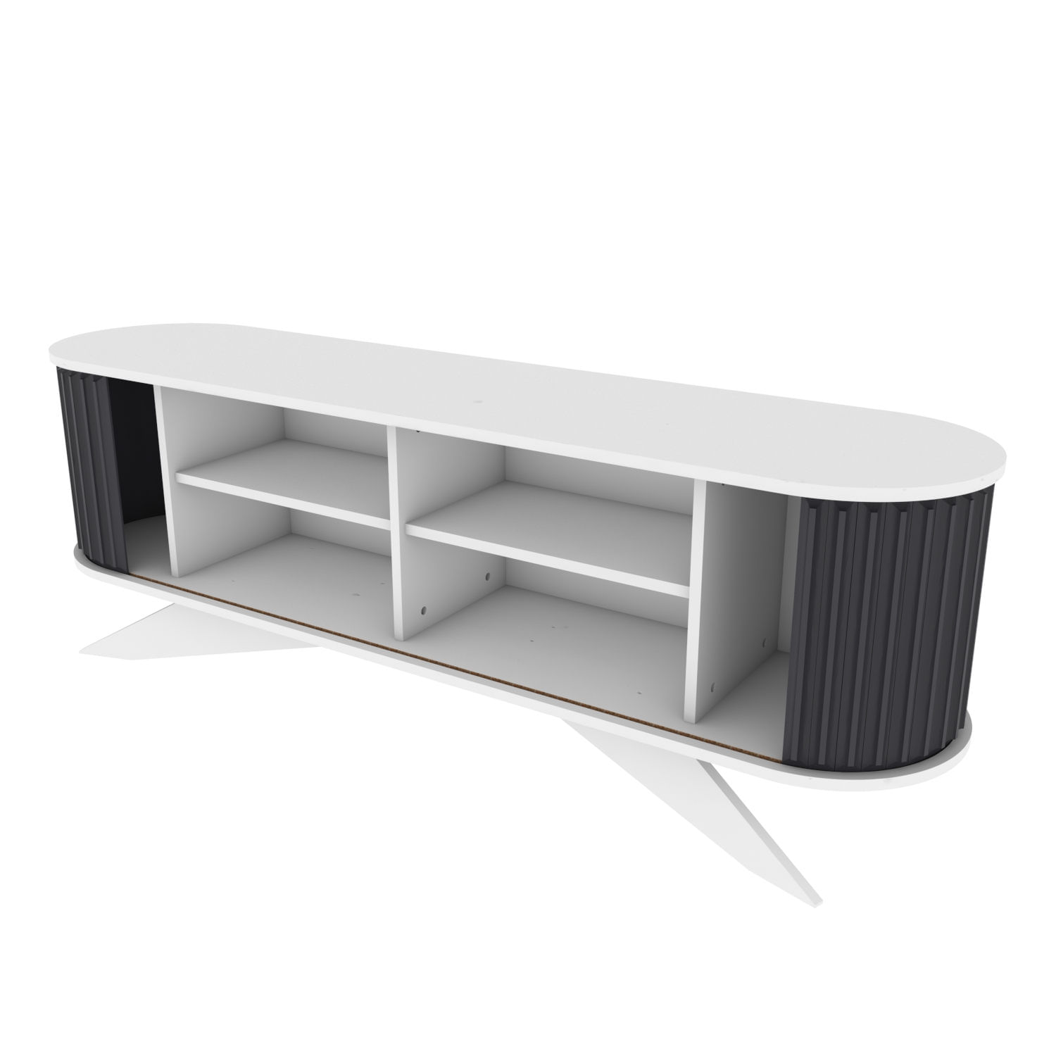 Comoda tv, Hanah Home, pal melaminat, antracit si alb, 180x43x60 cm — imaginea 2
