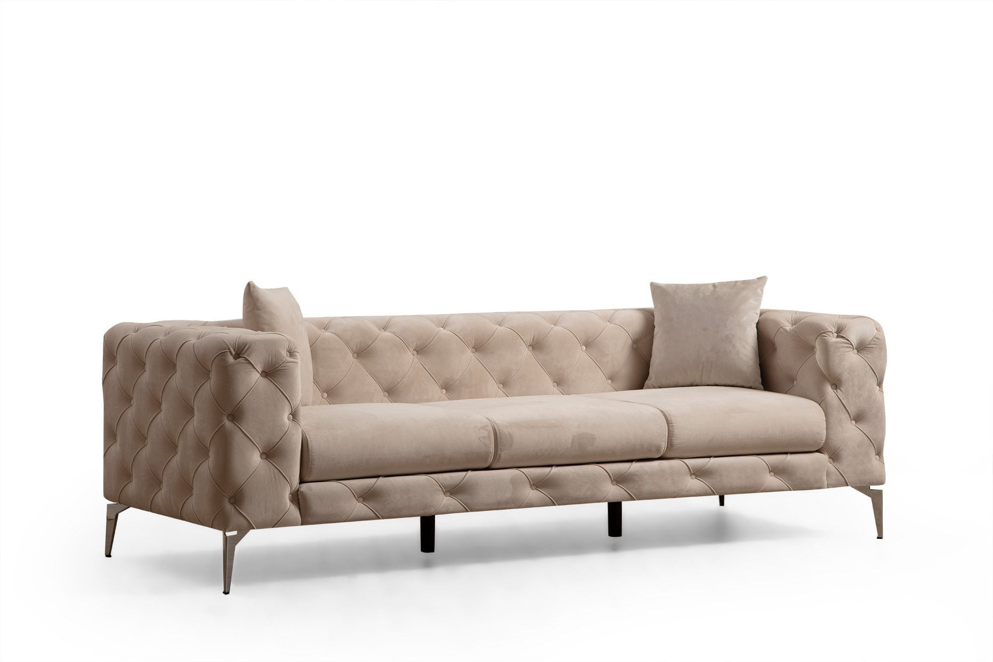 Canapea 3 locuri, Hanah Home, poliester, ecru, 237x90x70 cm