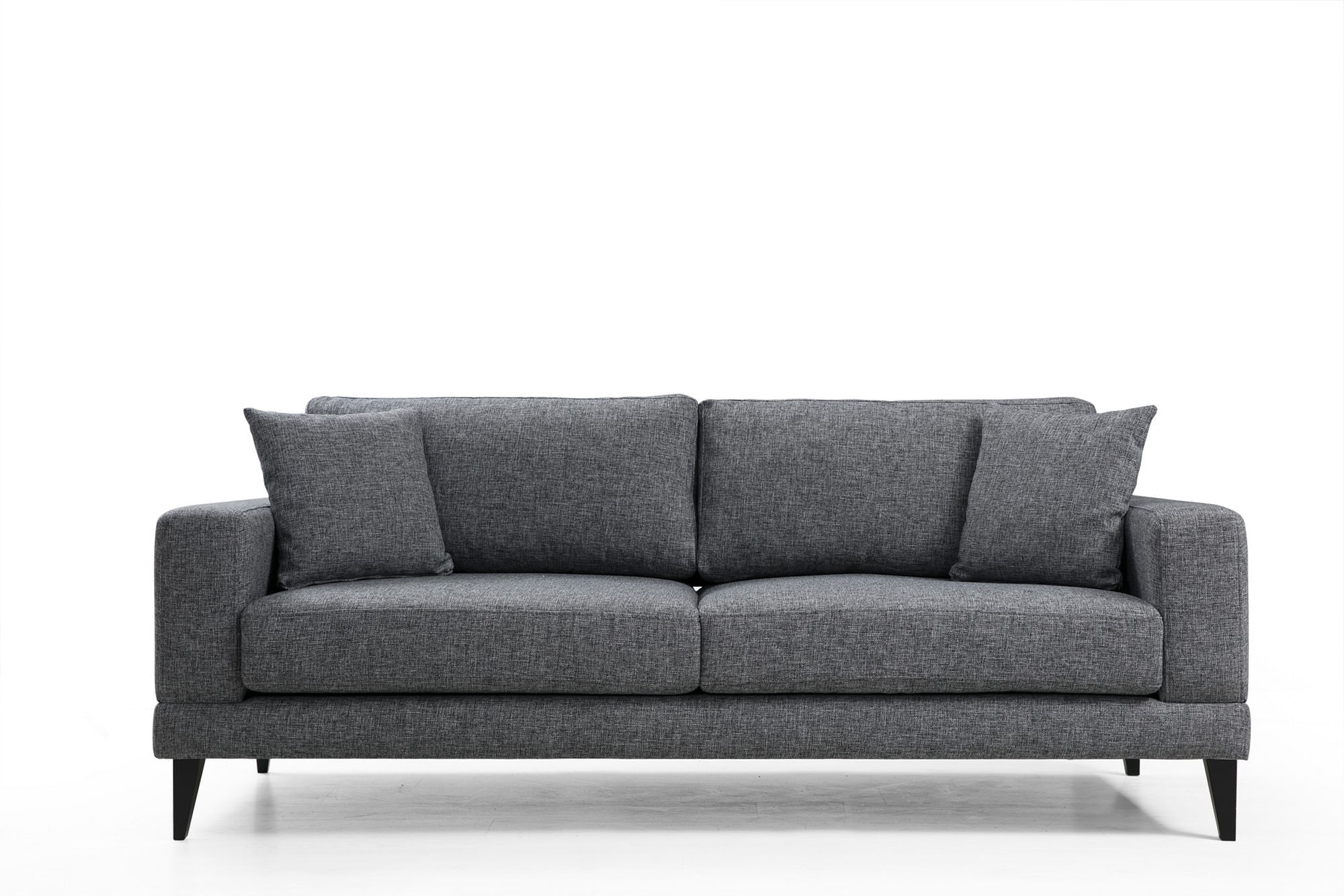 Canapea extensibila 3 locuri, Hanah Home, cadru lemn fag si PAL, gri inchis, 210x90x85 cm — imaginea 2