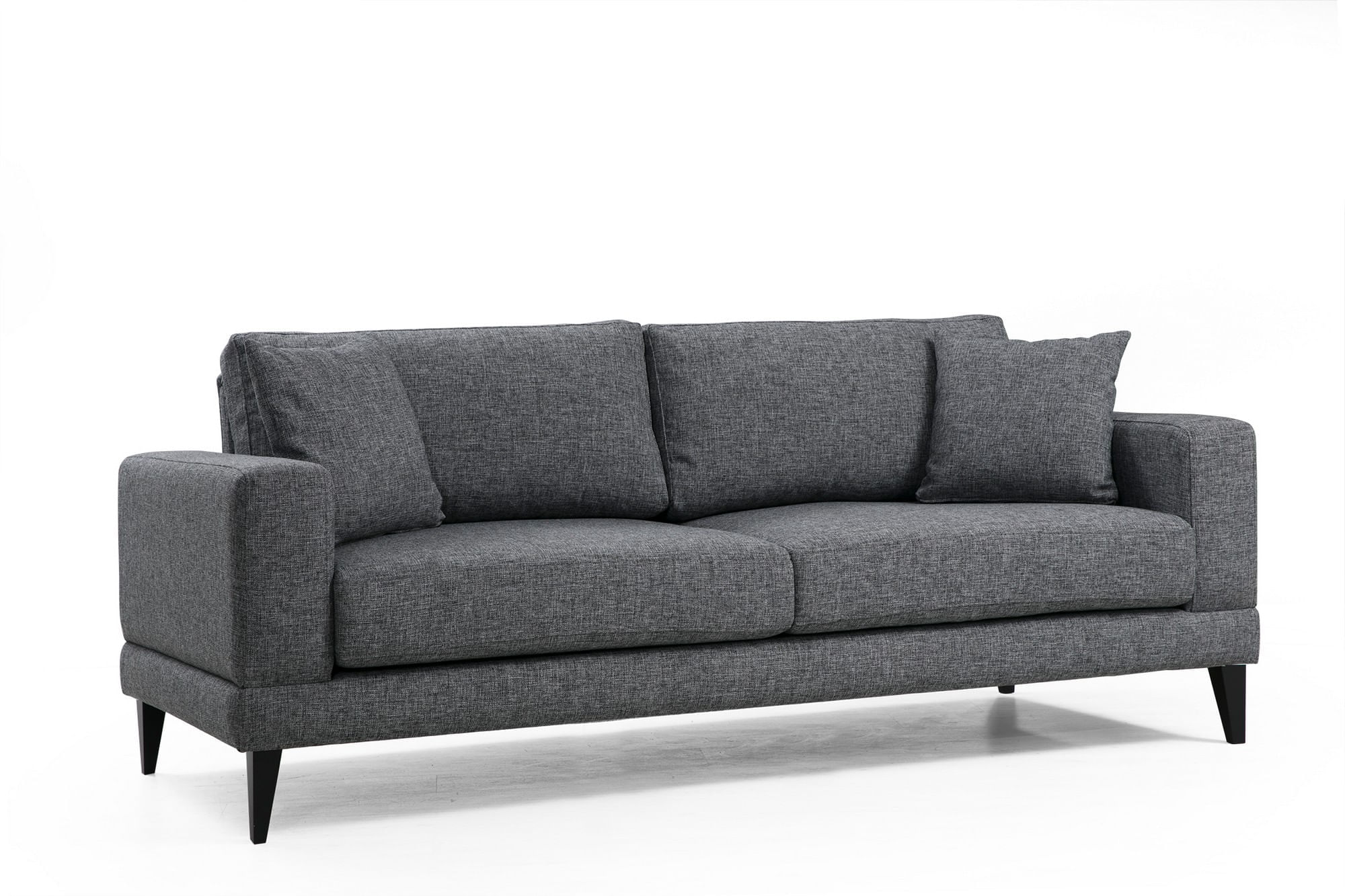 Canapea extensibila 3 locuri, Hanah Home, cadru lemn fag si PAL, gri inchis, 210x90x85 cm — imaginea 3
