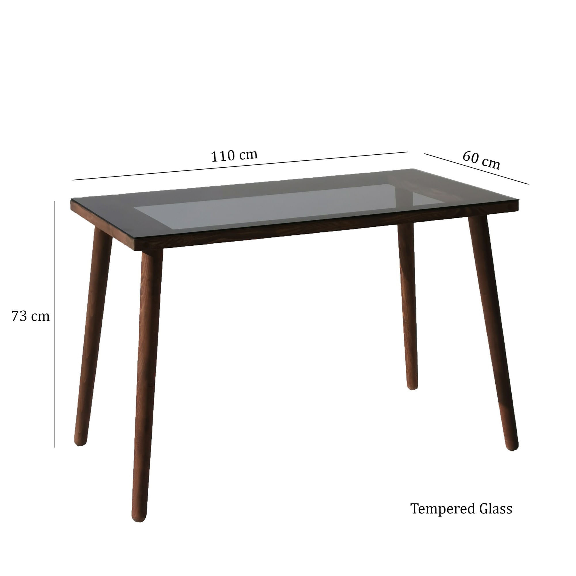 Birou de studiu, Hanah Home, lemn masiv de pin, sticla calita, nuc, 110x60x73 cm — imaginea 9