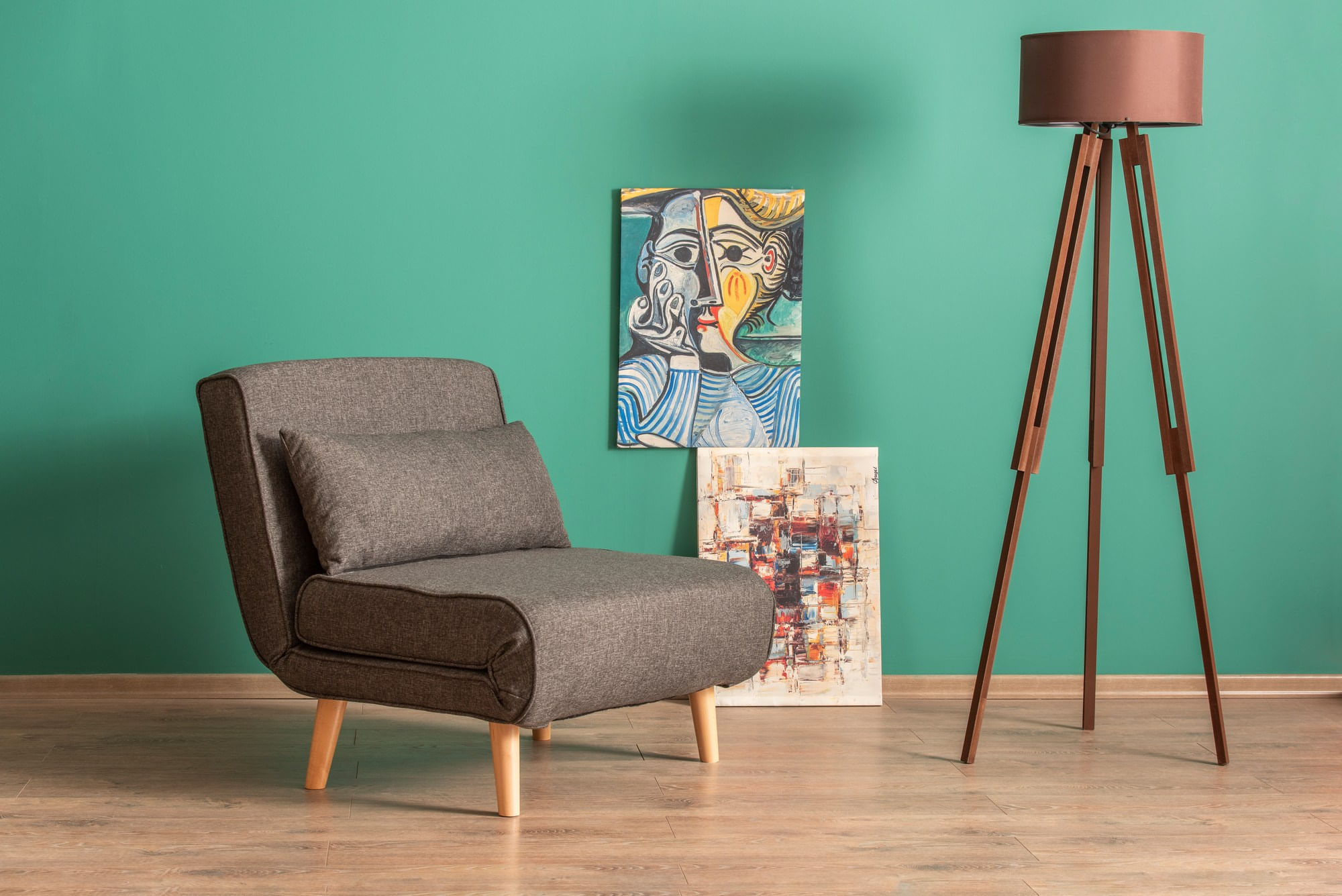 Canapea extensibila, Hanah Home, metal, gri inchis, 180x80 cm — imaginea 6