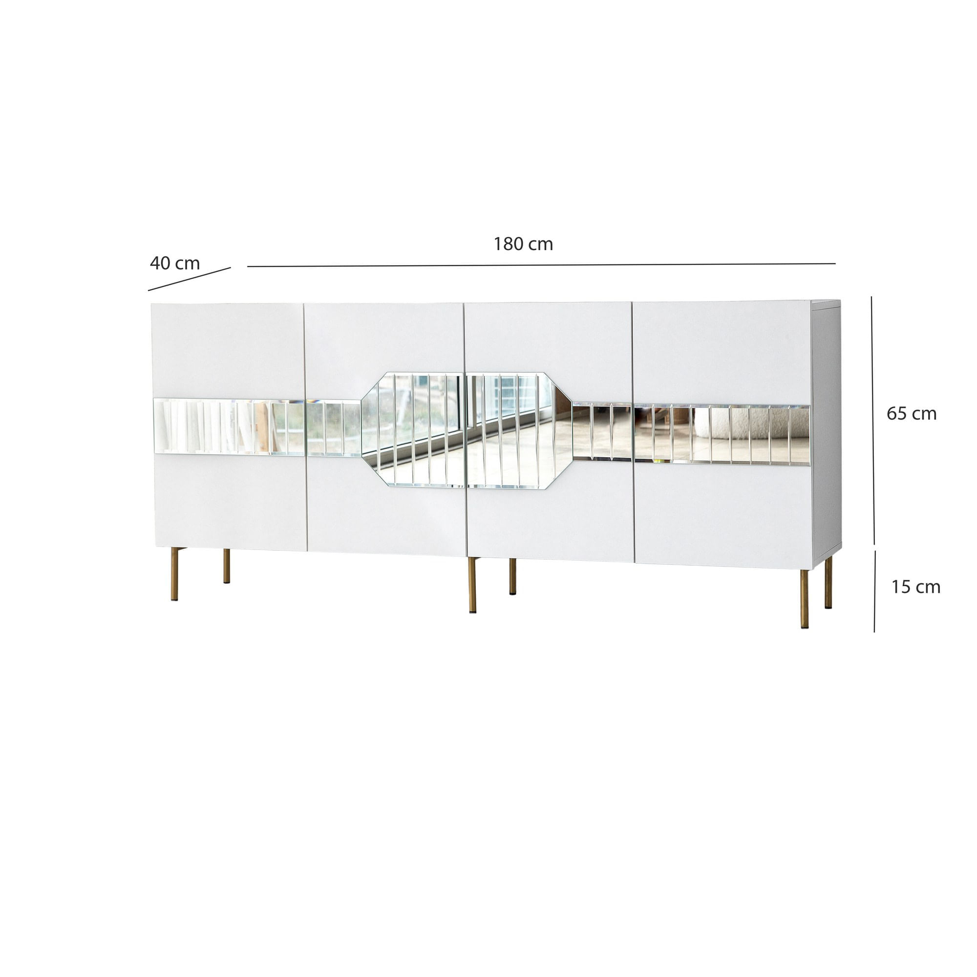 Consola, Hanah Home, pal melaminat, alb auriu, 180x40x80 cm, 552NOS1804 — imaginea 9