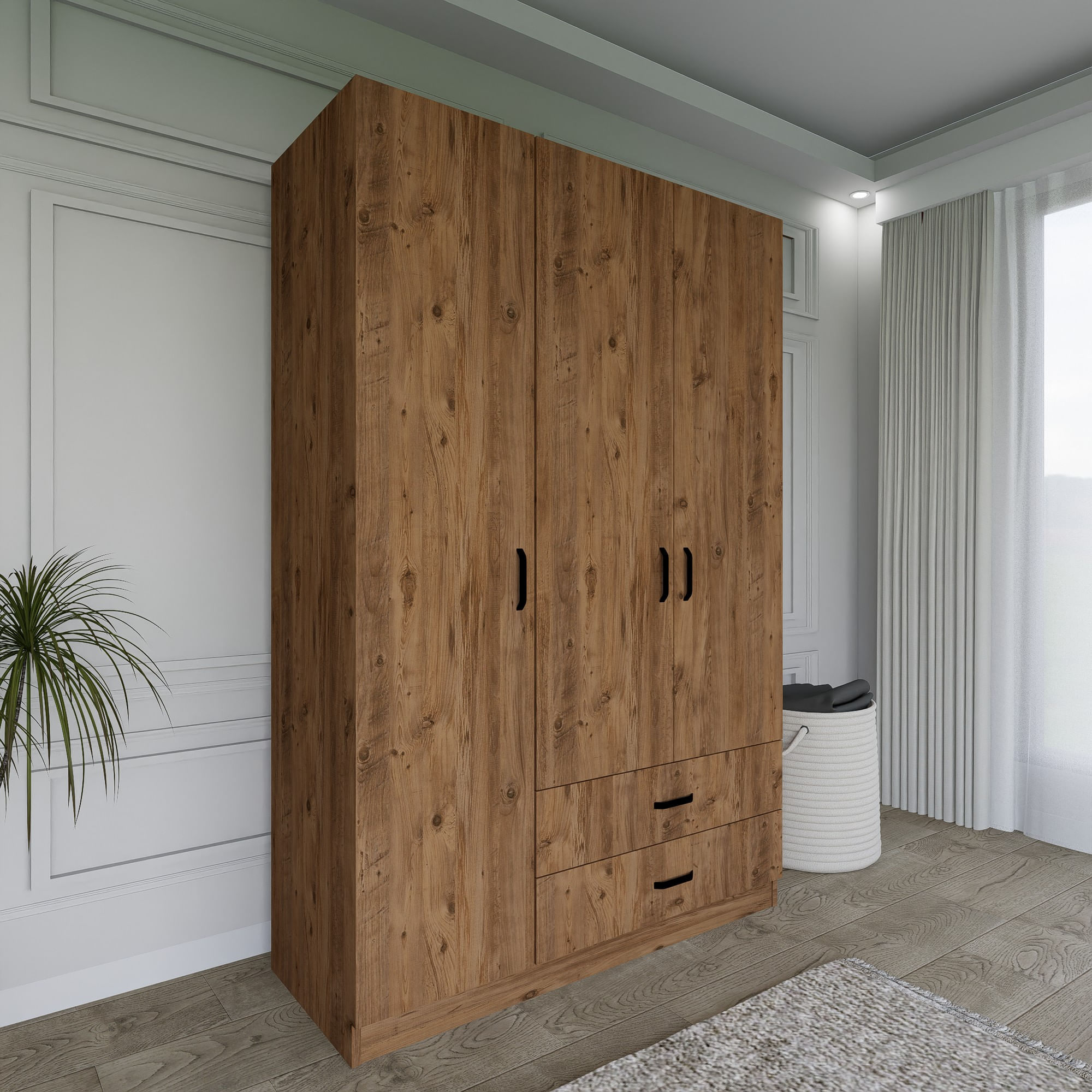 Sifonier, Hanah Home, pal melaminat, nuc, 120x45x181 cm — imaginea 2