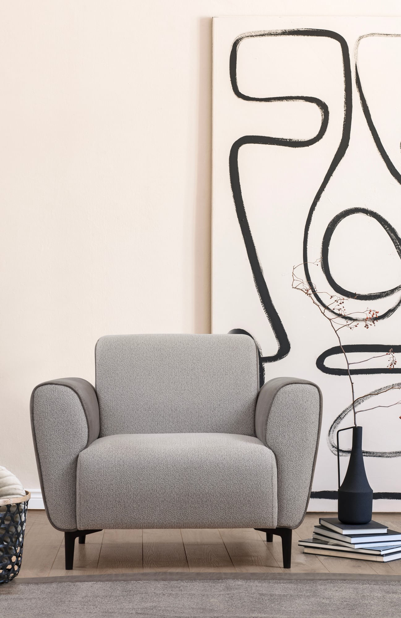 Fotoliu, Atelier Del Sofa, lemn fag si pal, gri, 100x85x85 cm — imaginea 3