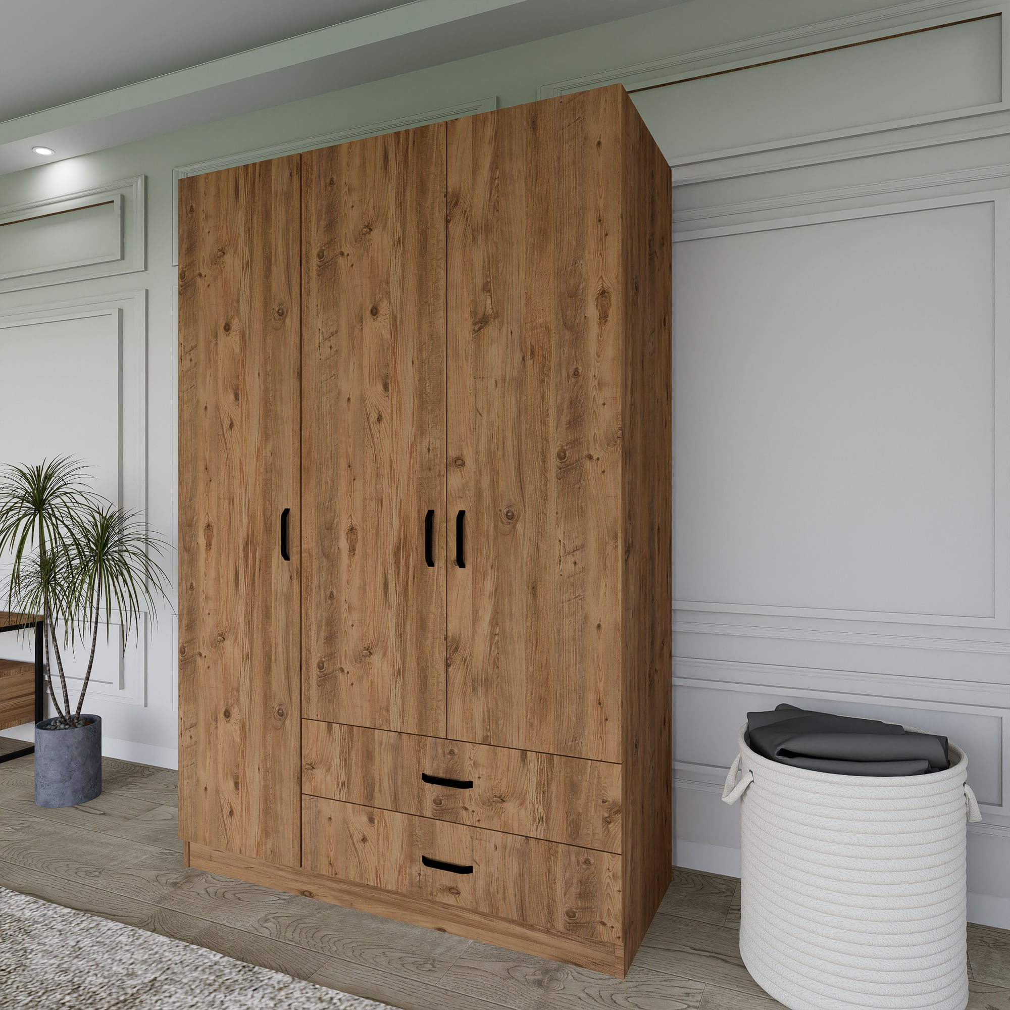 Sifonier, Hanah Home, pal melaminat, nuc, 120x45x181 cm — imaginea 3