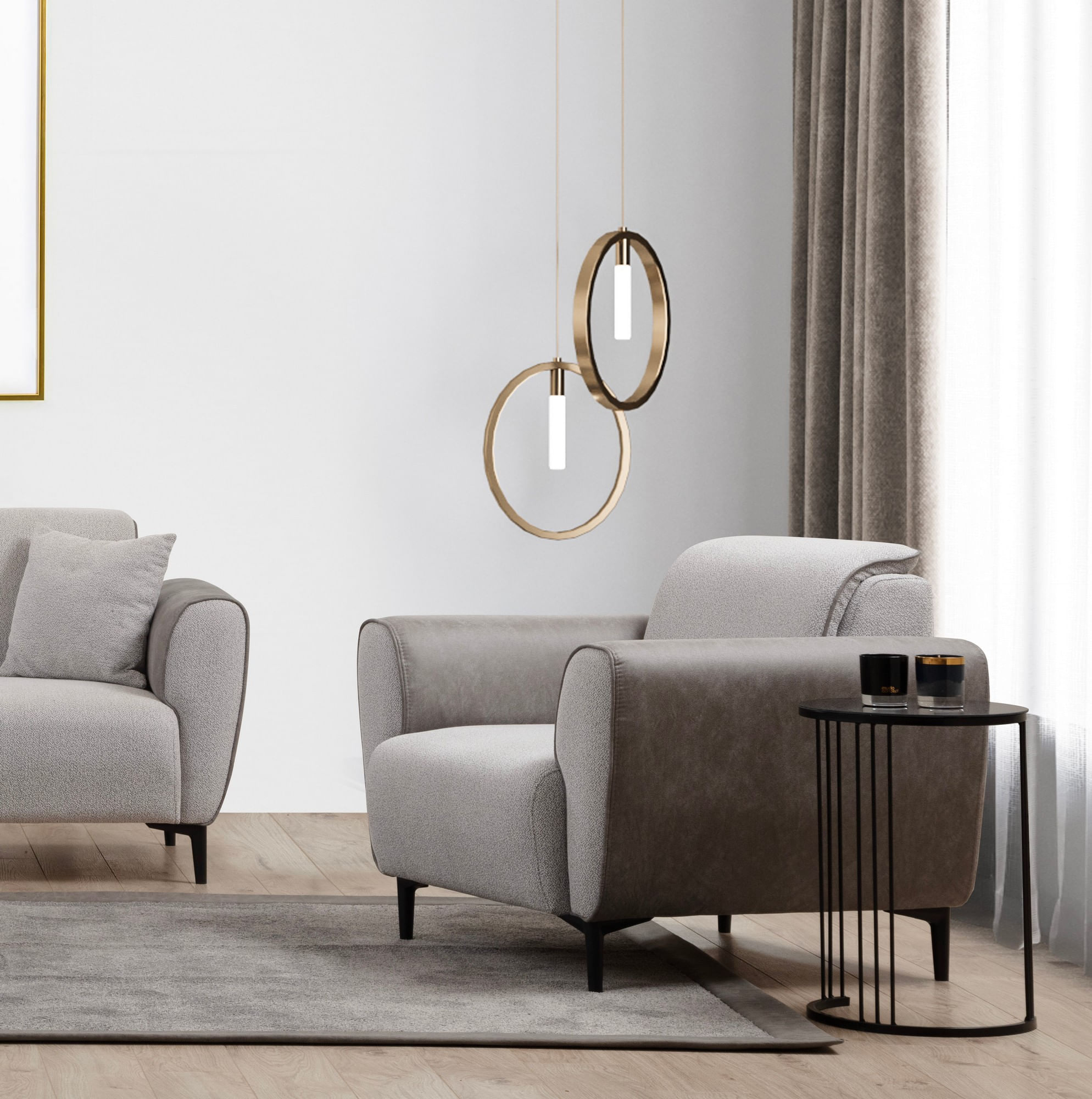 Fotoliu, Atelier Del Sofa, lemn fag si pal, gri, 100x85x85 cm — imaginea 4