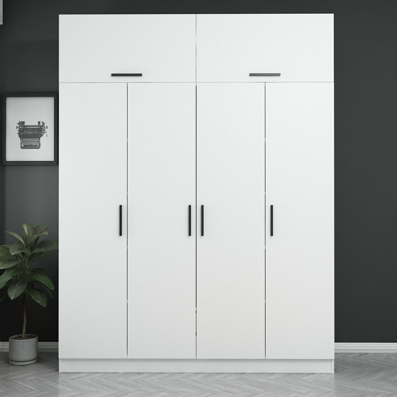 Sifonier, Hanah Home, pal melaminat, alb, 180x52x235 cm — imaginea 5
