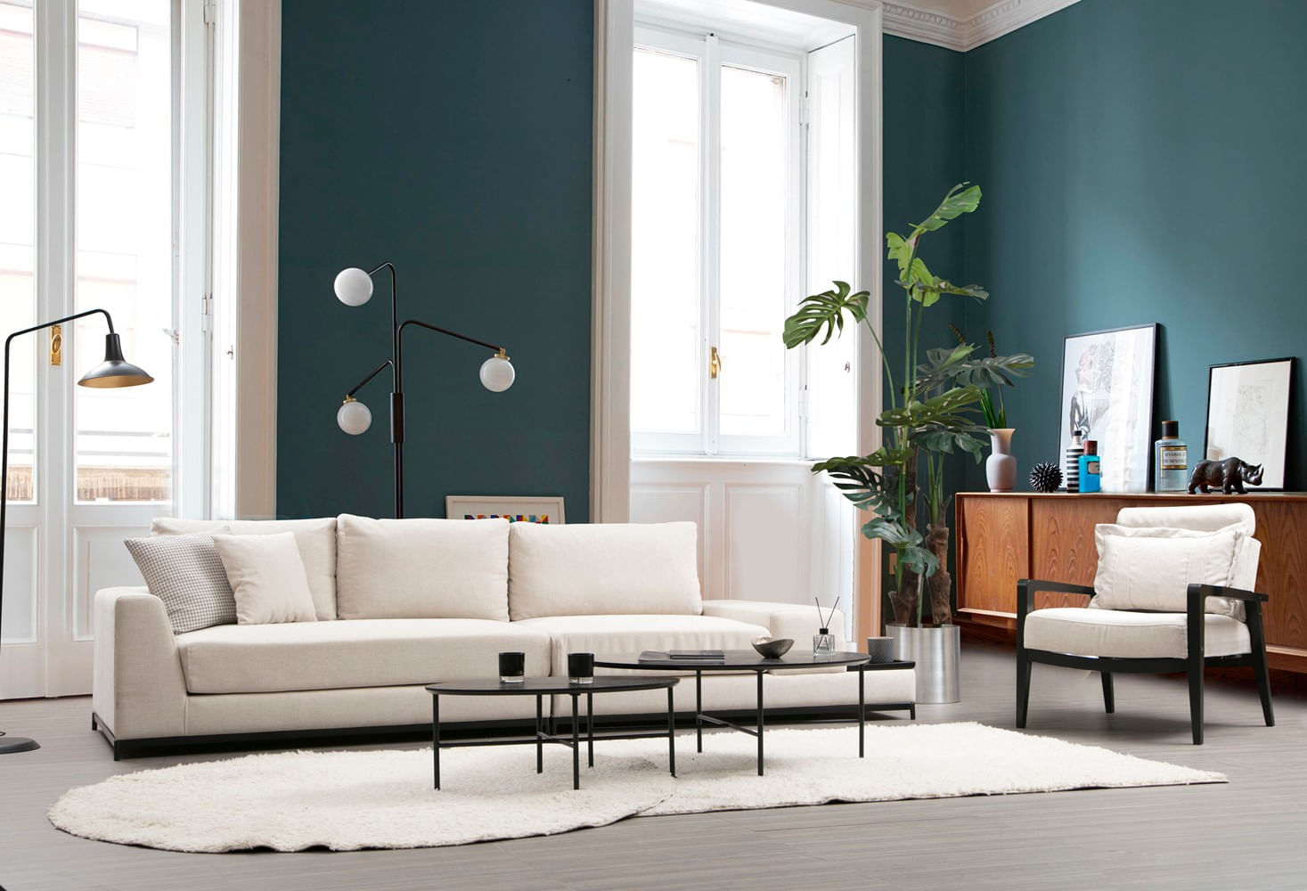 Canapea 4 locuri, Hanah Home, lemn fag si pal, bej, 320x102x84 cm — imaginea 3