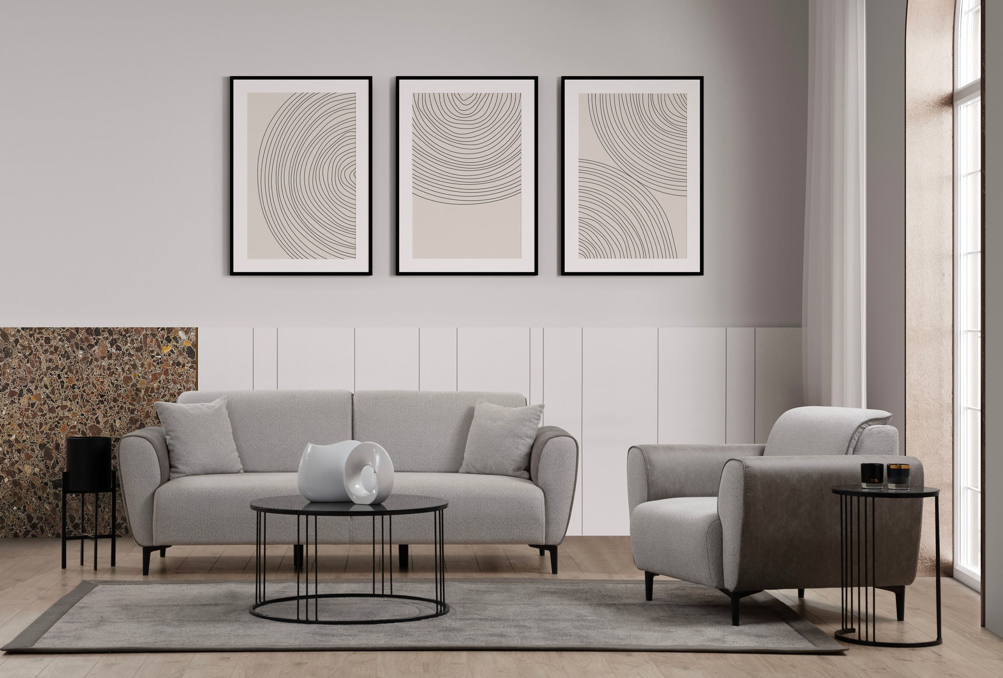 Fotoliu, Atelier Del Sofa, lemn fag si pal, gri, 100x85x85 cm — imaginea 5