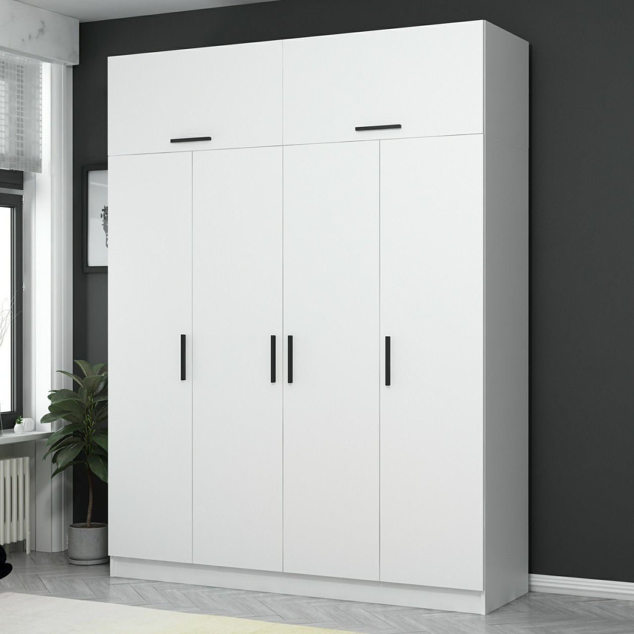 Sifonier, Hanah Home, pal melaminat, alb, 180x52x235 cm — imaginea 6