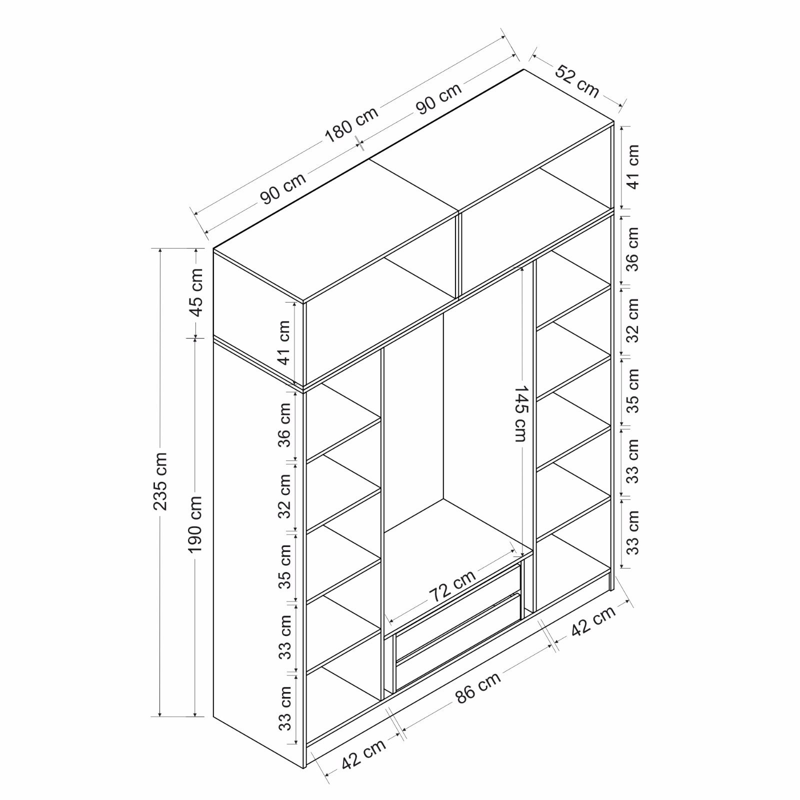 Sifonier, Hanah Home, pal melaminat, alb, 180x52x235 cm — imaginea 8