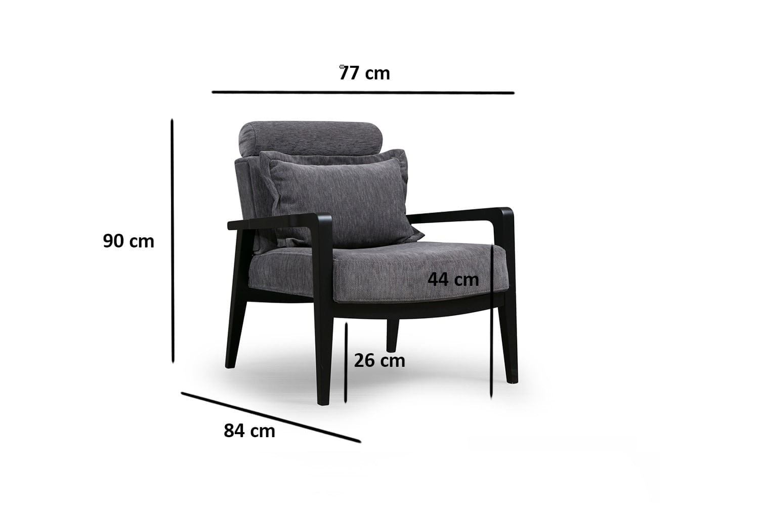 Fotoliu, Hanah Home, lemn de fag, gri, 77x90x84 cm — imaginea 9