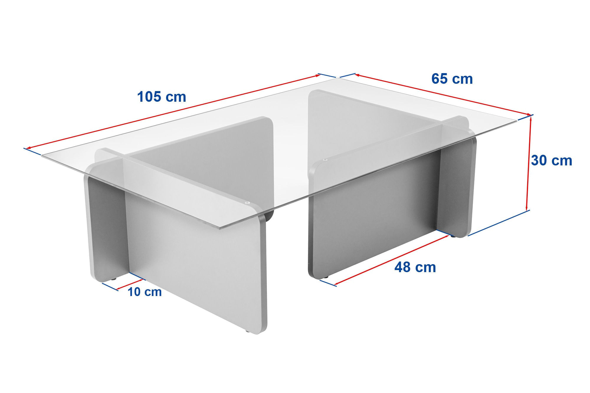 Masuta de cafea, Hanah Home, sticla temperata, antracit, 105x65x30 cm — imaginea 7