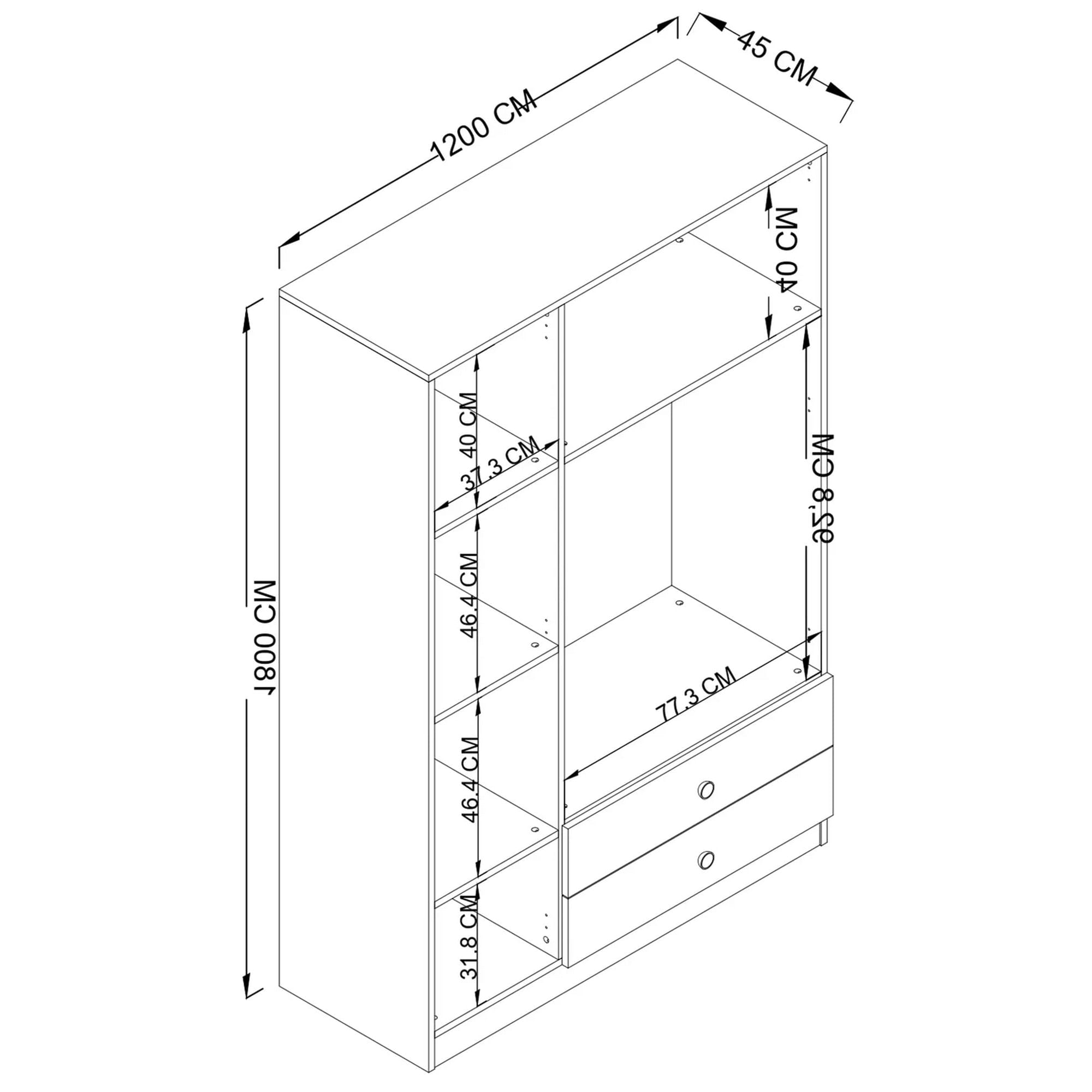 Sifonier, Hanah Home, pal melaminat, nuc, 120x45x181 cm — imaginea 8