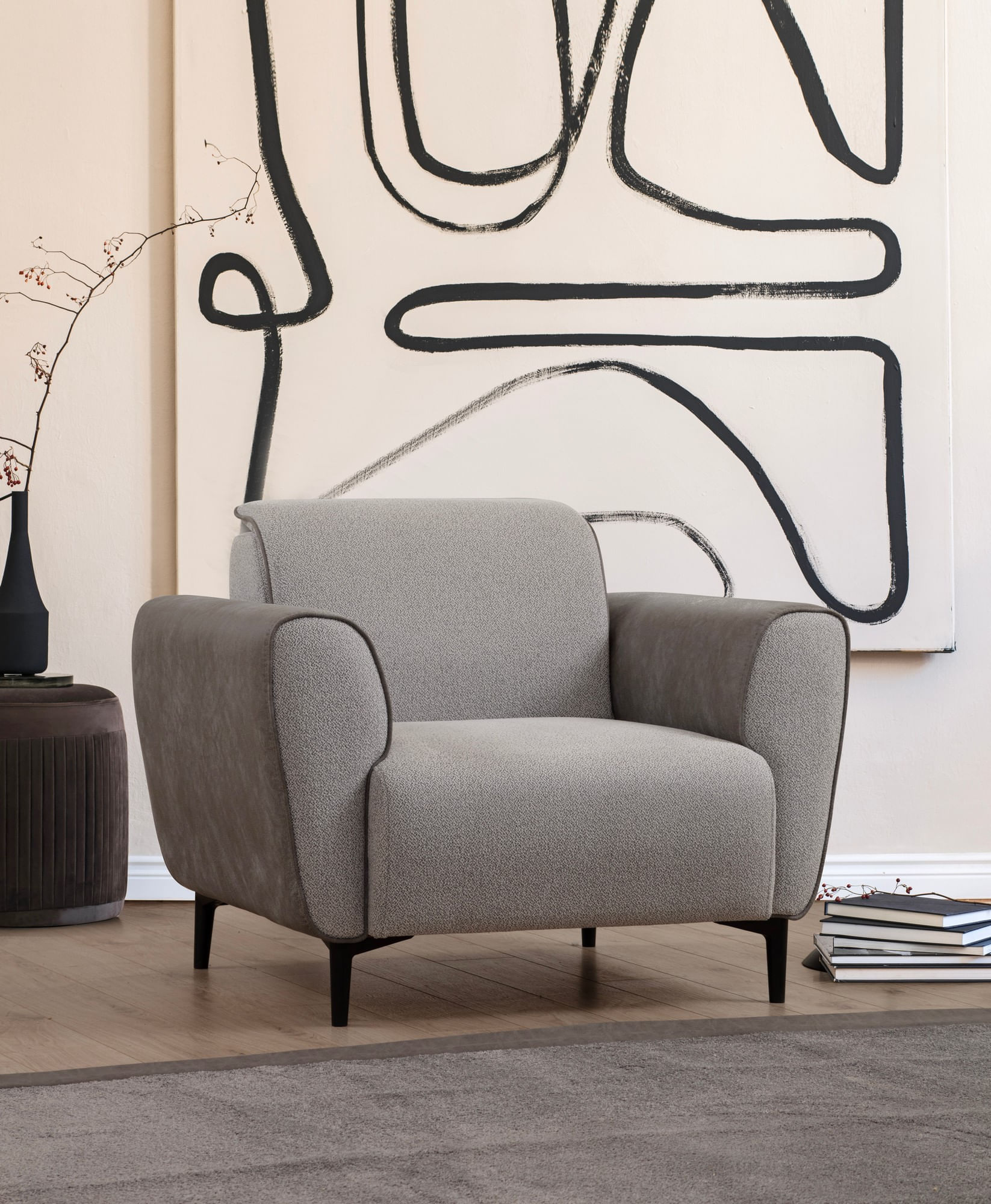 Fotoliu, Atelier Del Sofa, lemn fag si pal, gri, 100x85x85 cm — imaginea 9