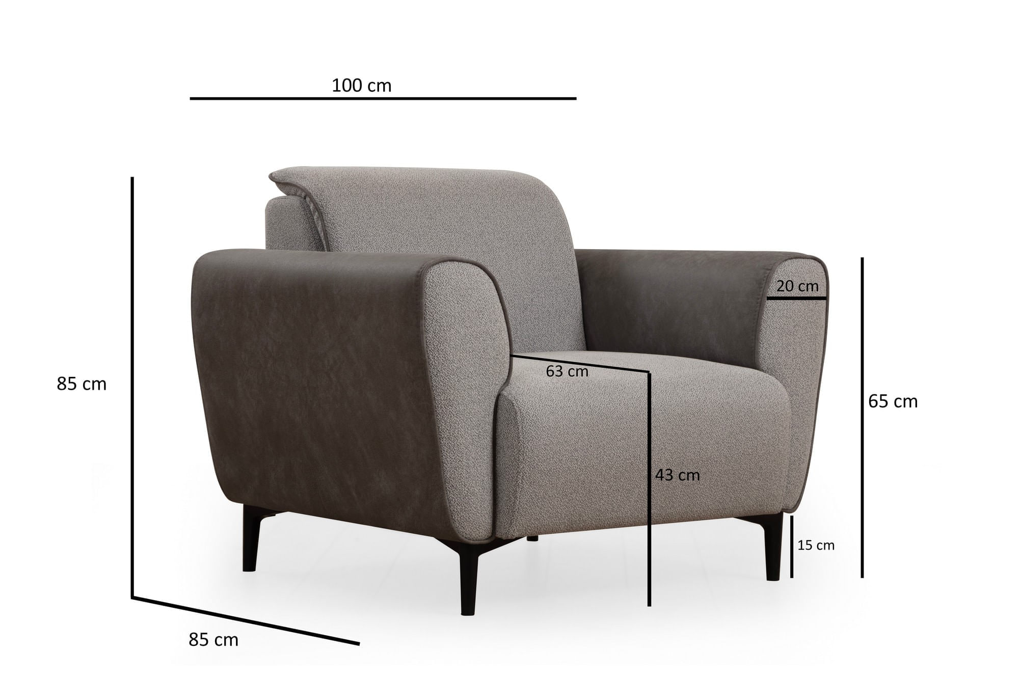 Fotoliu, Atelier Del Sofa, lemn fag si pal, gri, 100x85x85 cm — imaginea 10