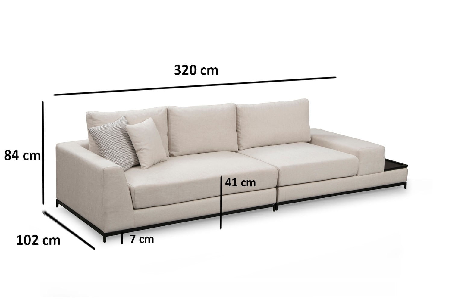 Canapea 4 locuri, Hanah Home, lemn fag si pal, bej, 320x102x84 cm — imaginea 12