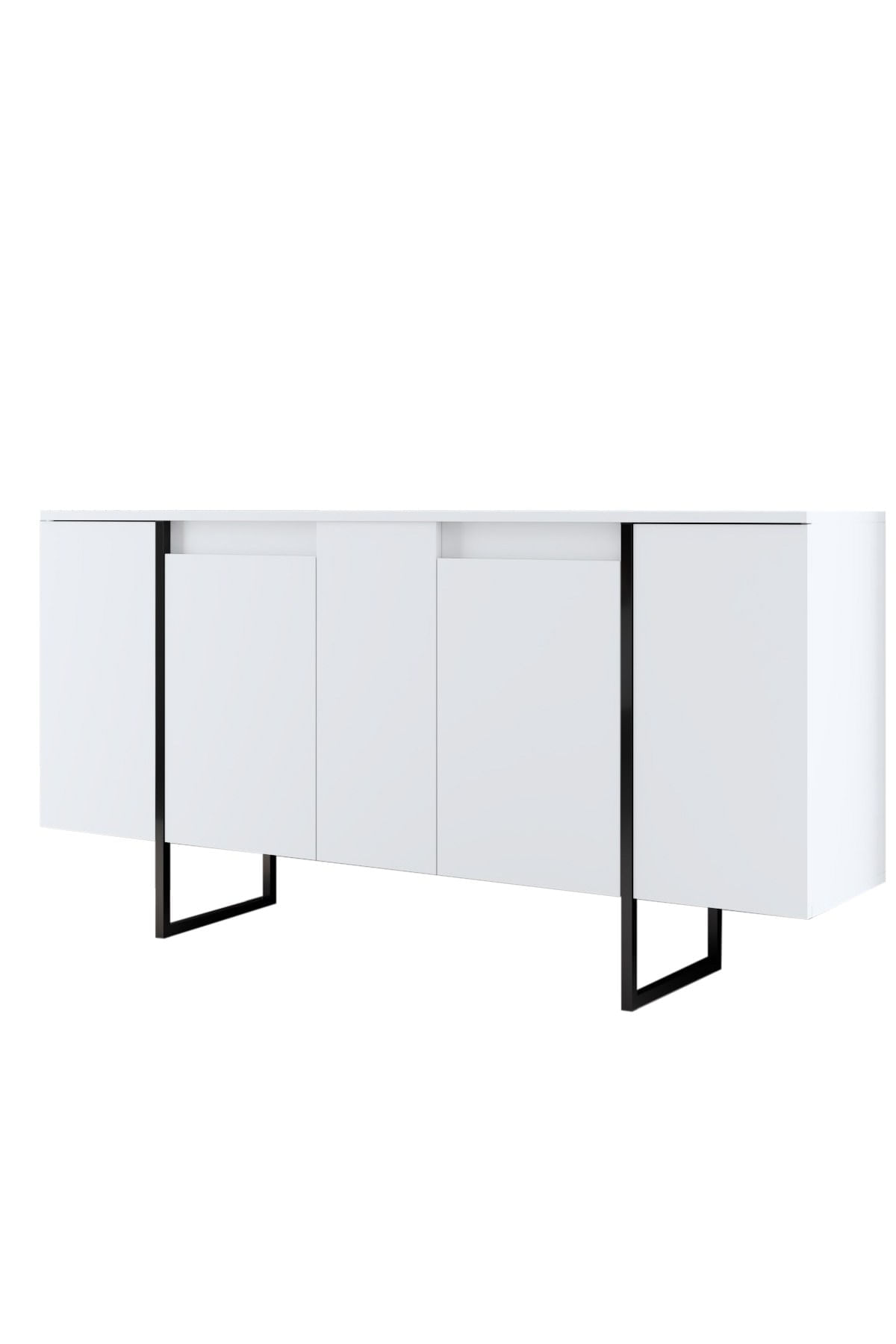 Consola, Hanah Home, panou aglomerat melaminat, alb negru, 160x35x80 cm — imaginea 2
