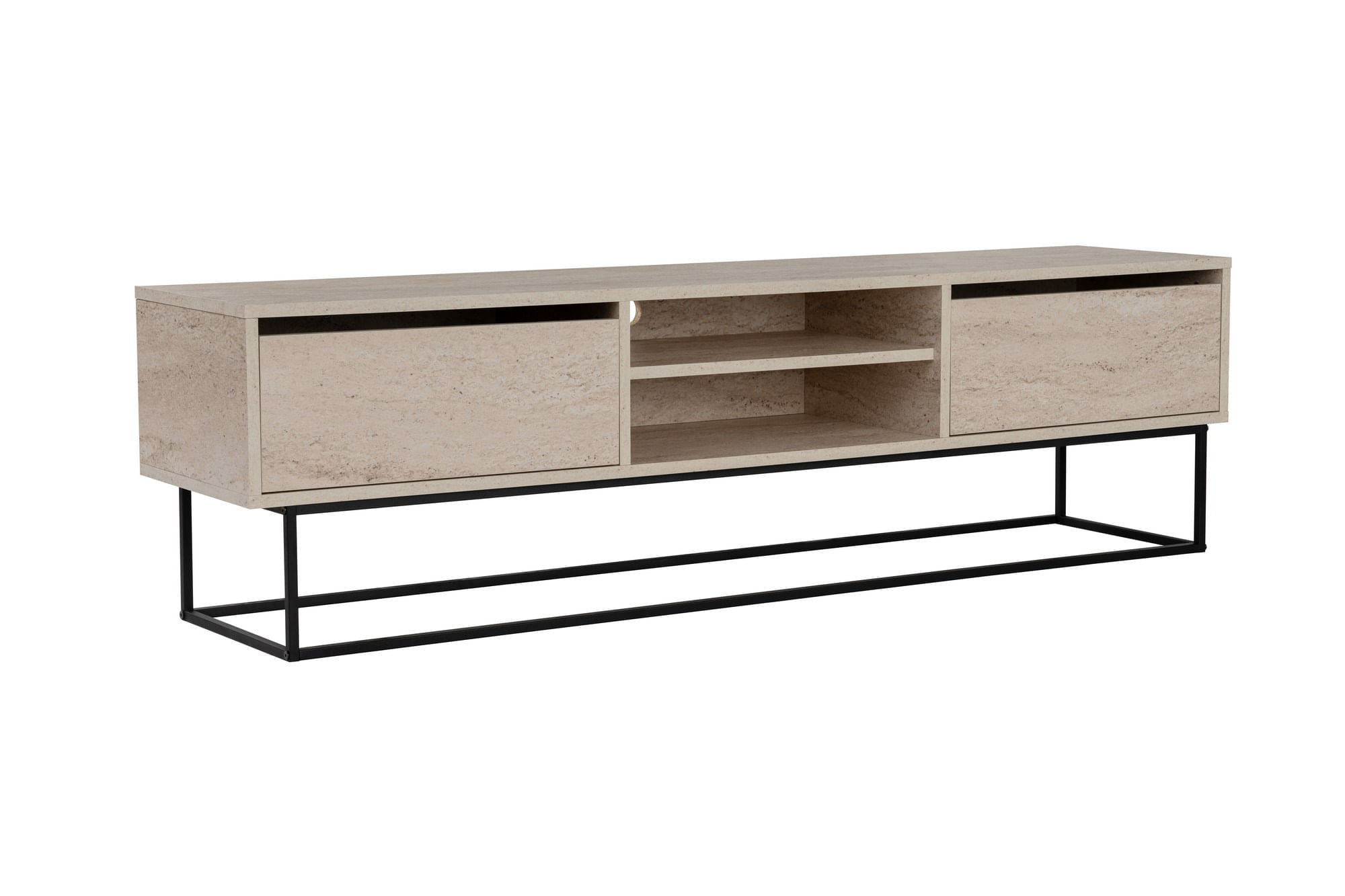 Comoda tv, Hanah Home, pal melaminat, negru travertin, 180x40x50 cm — imaginea 3