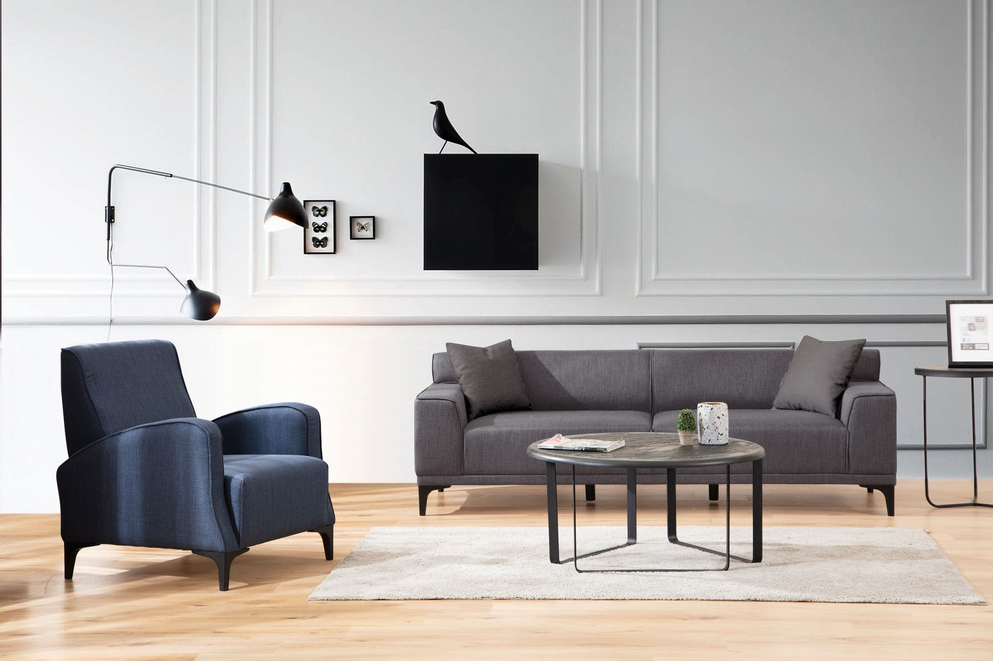 Canapea 3 locuri, Atelier Del Sofa, poliester, antracit, 215x87x86 cm — imaginea 5