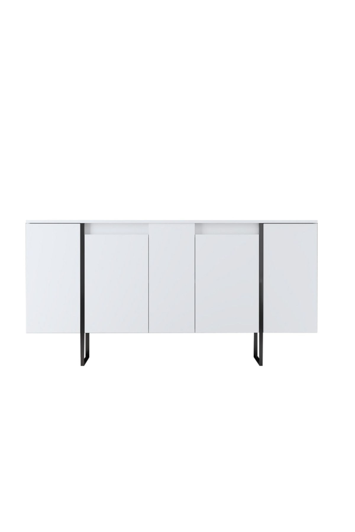 Consola, Hanah Home, panou aglomerat melaminat, alb negru, 160x35x80 cm — imaginea 3