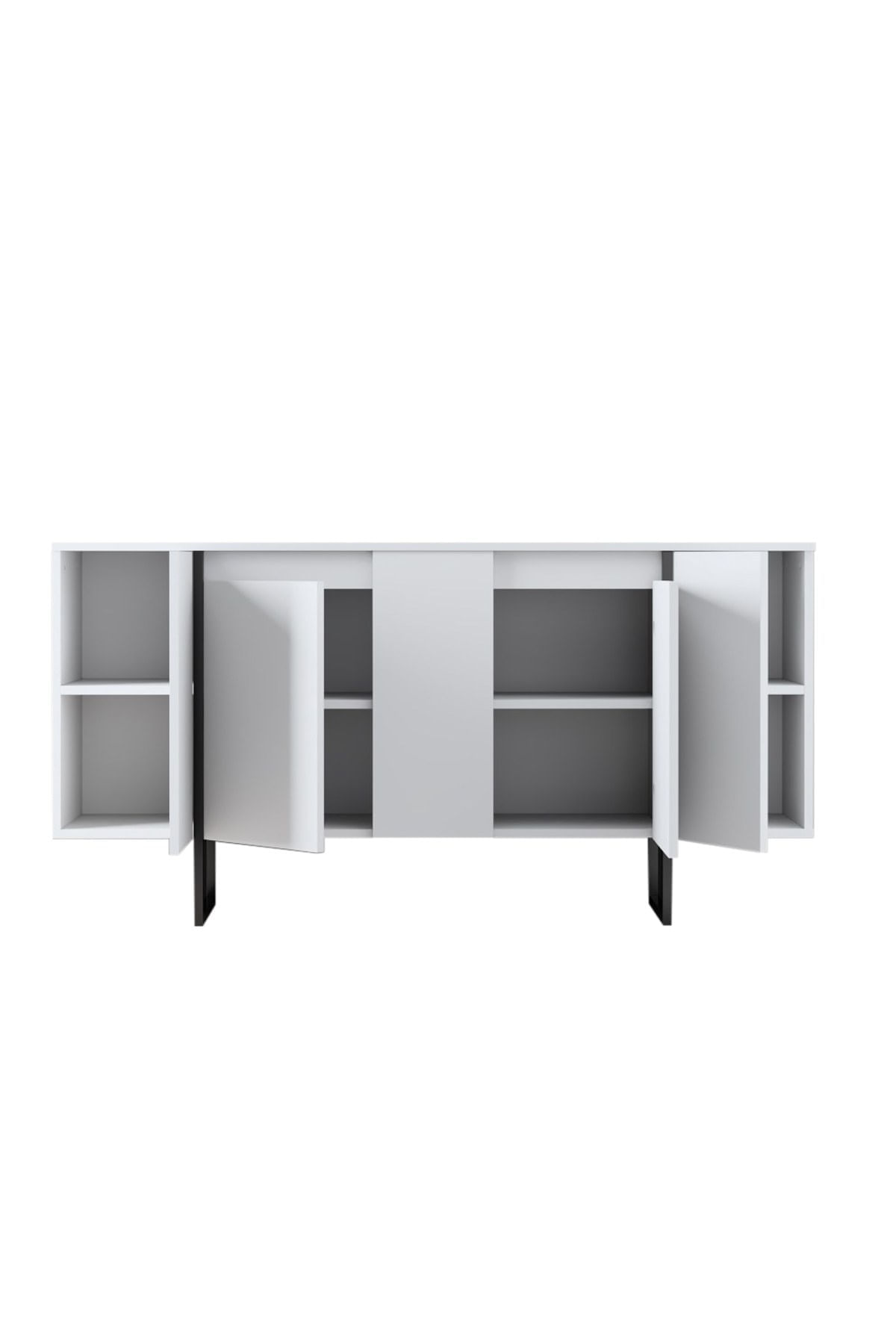 Consola, Hanah Home, panou aglomerat melaminat, alb negru, 160x35x80 cm — imaginea 4