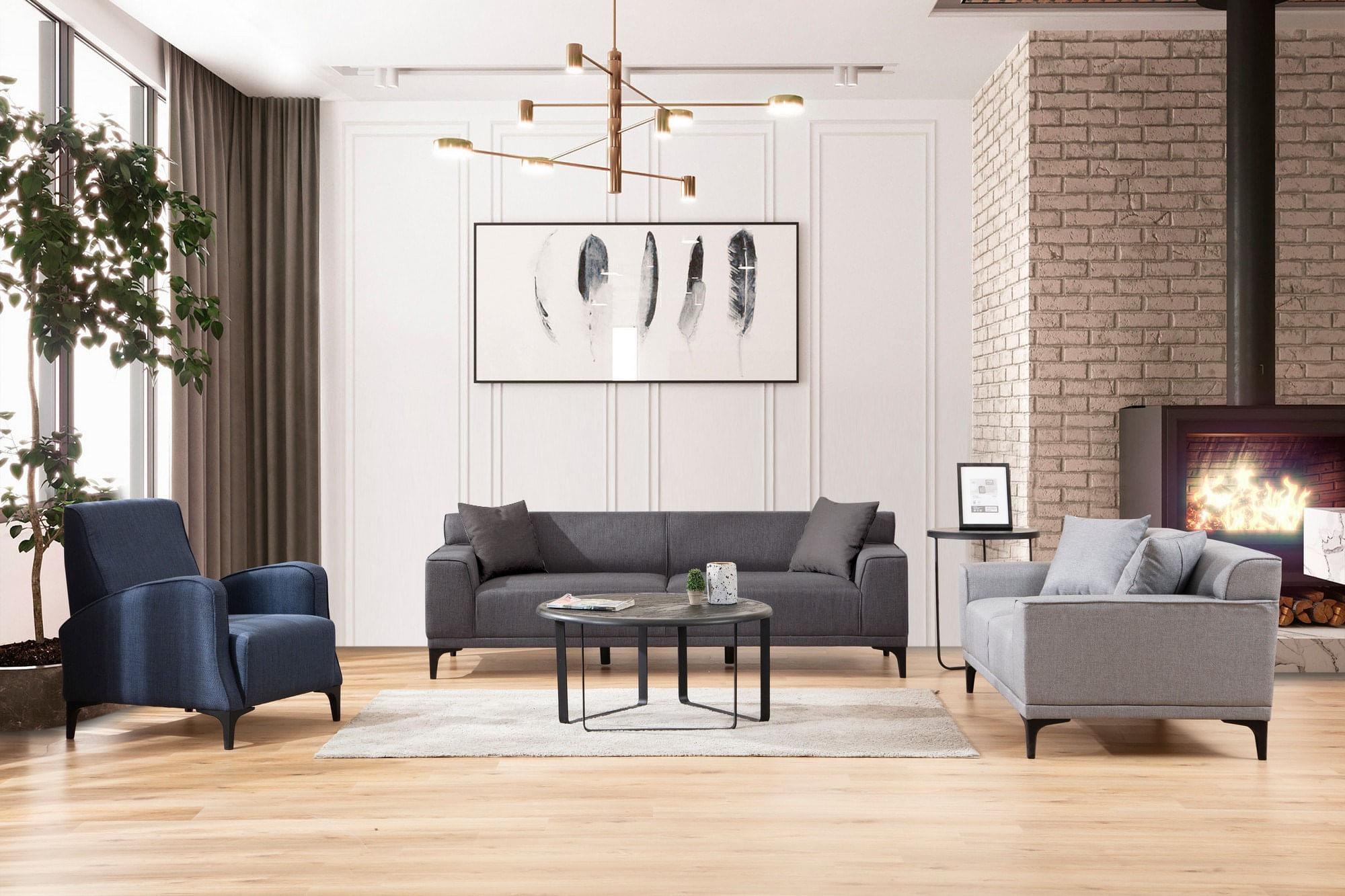Canapea 3 locuri, Atelier Del Sofa, poliester, antracit, 215x87x86 cm — imaginea 6