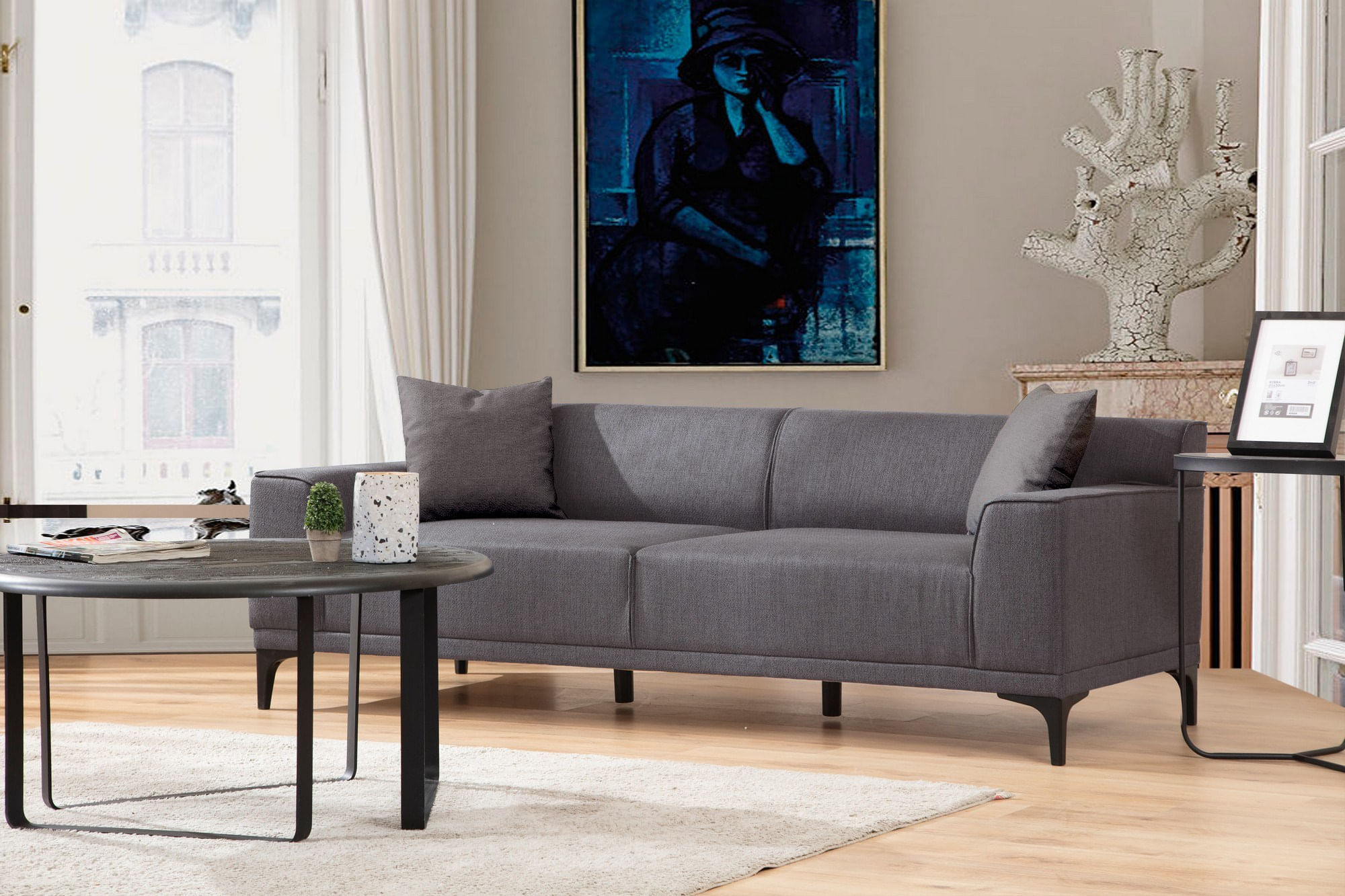 Canapea 3 locuri, Atelier Del Sofa, poliester, antracit, 215x87x86 cm — imaginea 7