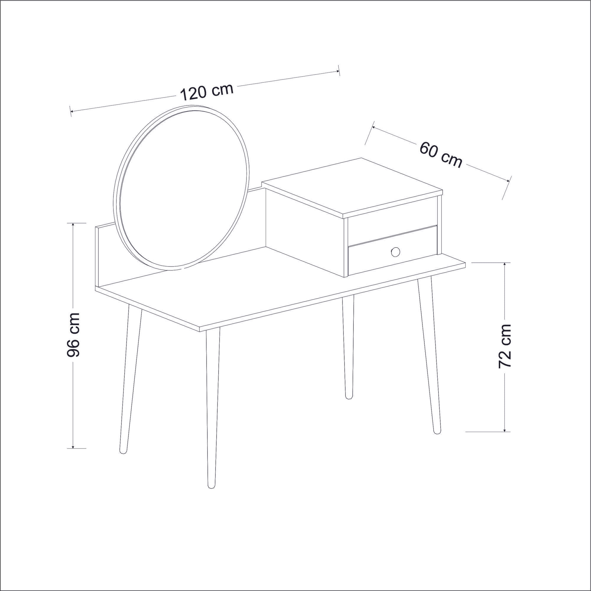 Masa de machiaj, Hanah Home, pal melaminat, antracit si nuc, 120x60x96 cm — imaginea 12