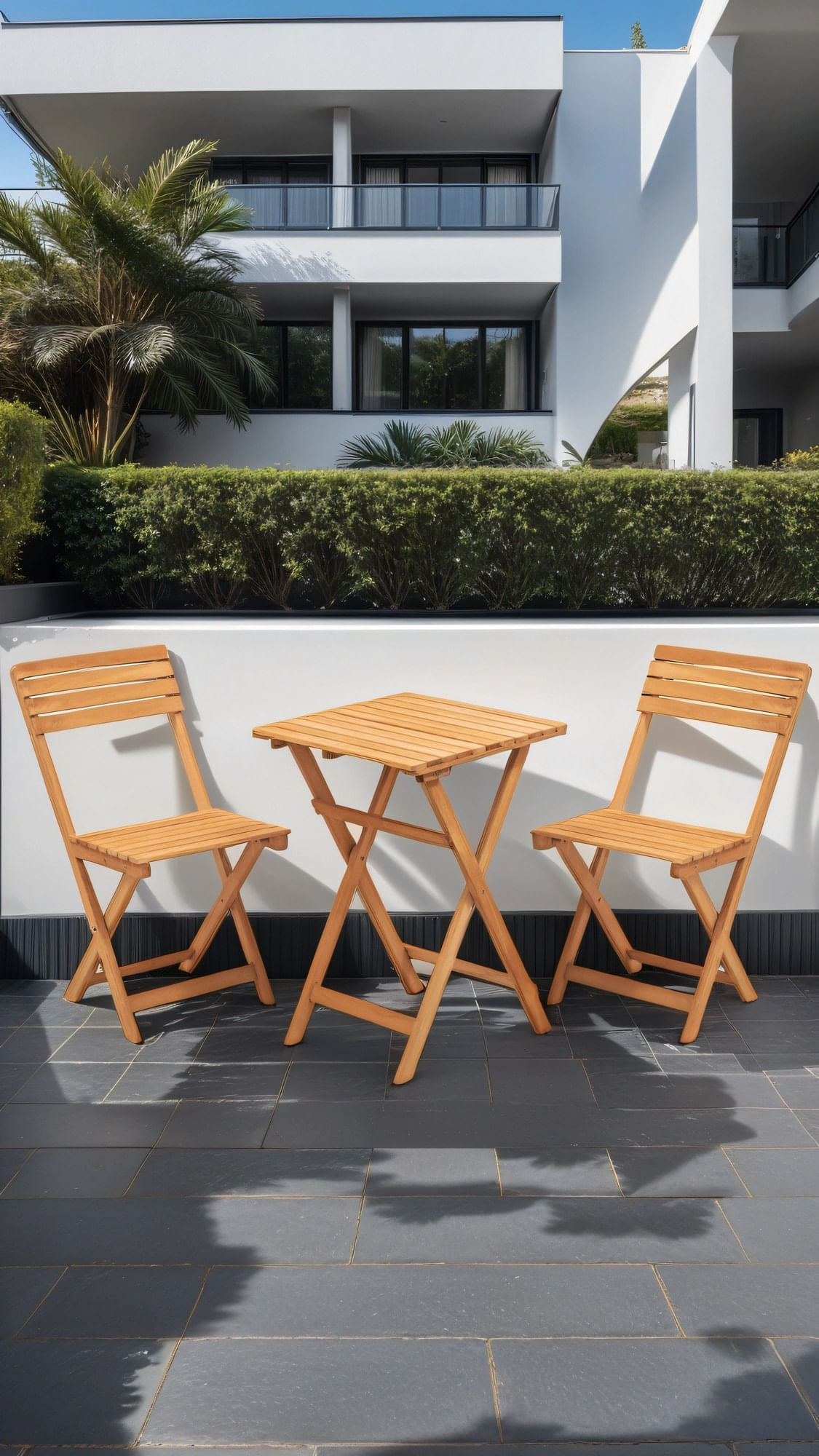 Set mobilier gradina, Hanah Home, lemn fag, maro, 3 piese — imaginea 2