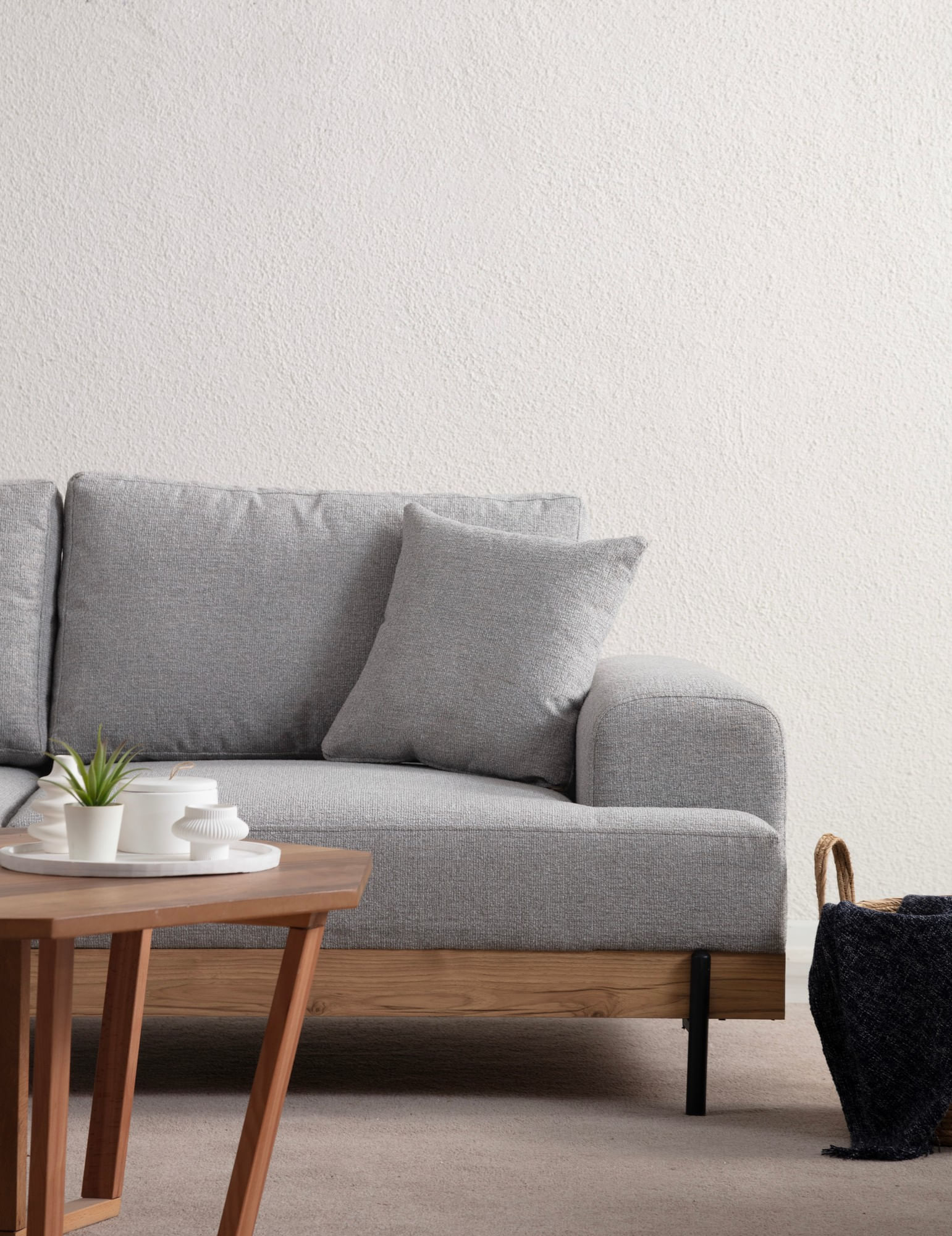 Canapea 3 locuri, Hanah Home, lemn fag si pal, gri, 220x98x78 cm, 560ARE2121 — imaginea 5