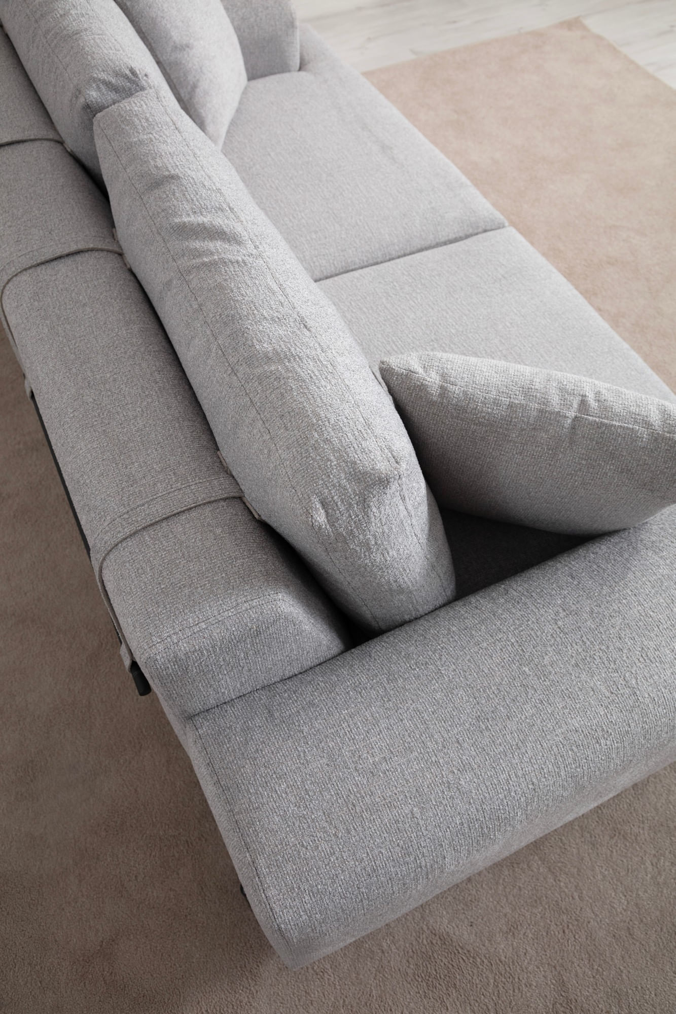 Canapea 3 locuri, Hanah Home, lemn fag si pal, gri, 220x98x78 cm, 560ARE2121 — imaginea 6