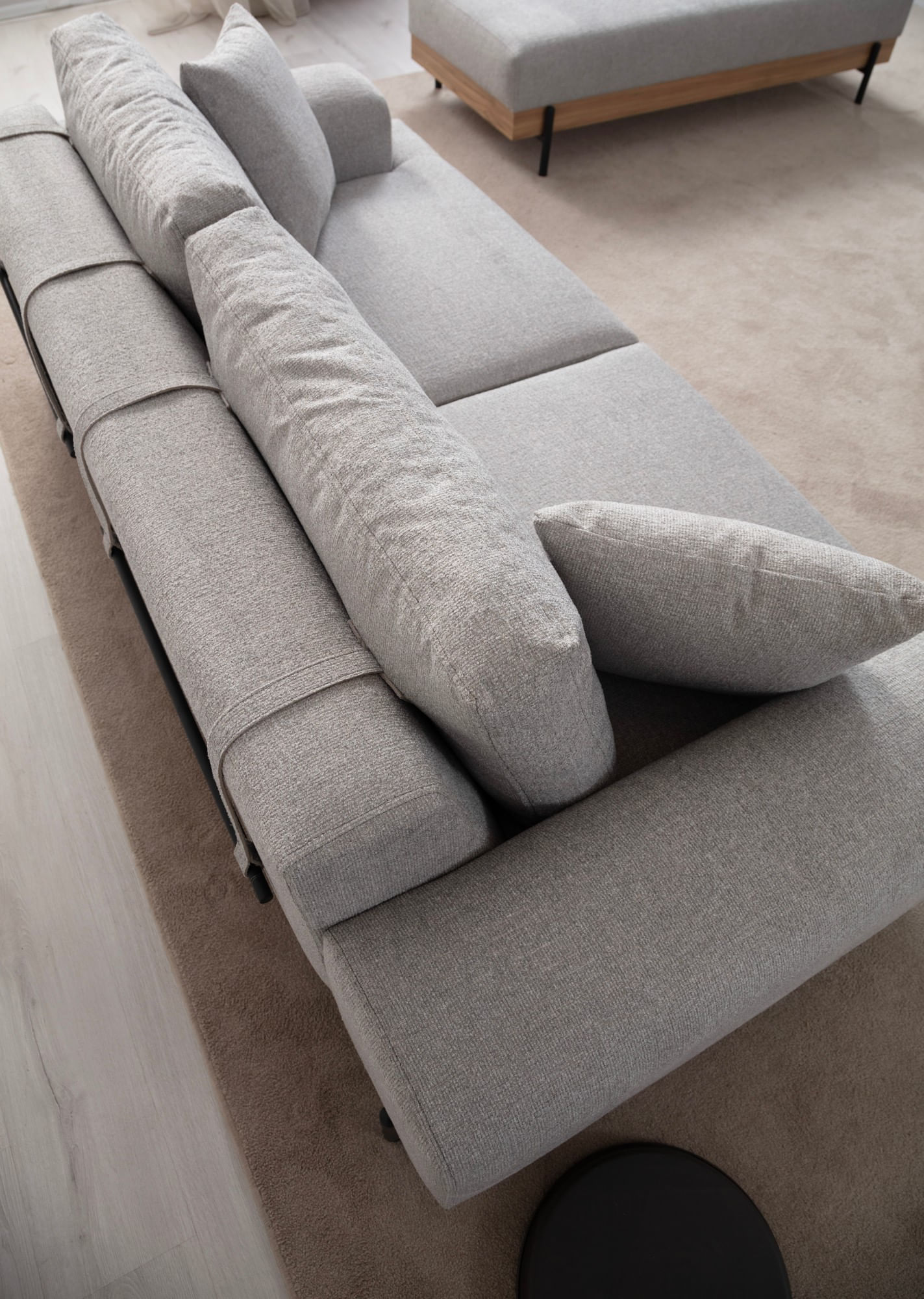 Canapea 3 locuri, Hanah Home, lemn fag si pal, gri, 220x98x78 cm, 560ARE2121 — imaginea 7