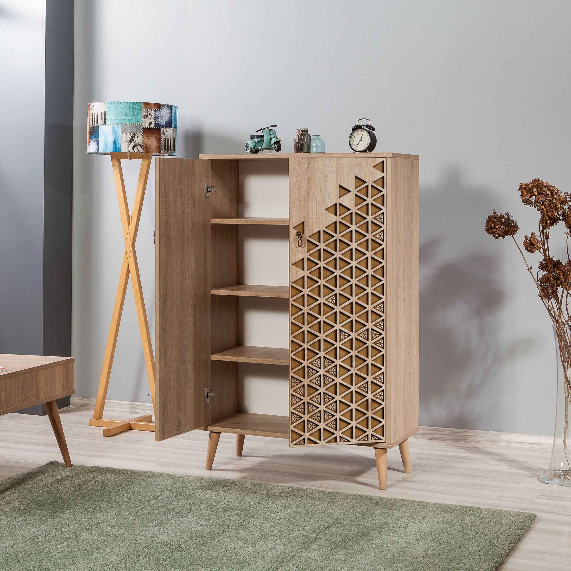 Dulap multifunctional, Hanah Home, pal melaminat, stejar sonoma, 80x36x127 cm, 869VEL3977 — imaginea 4