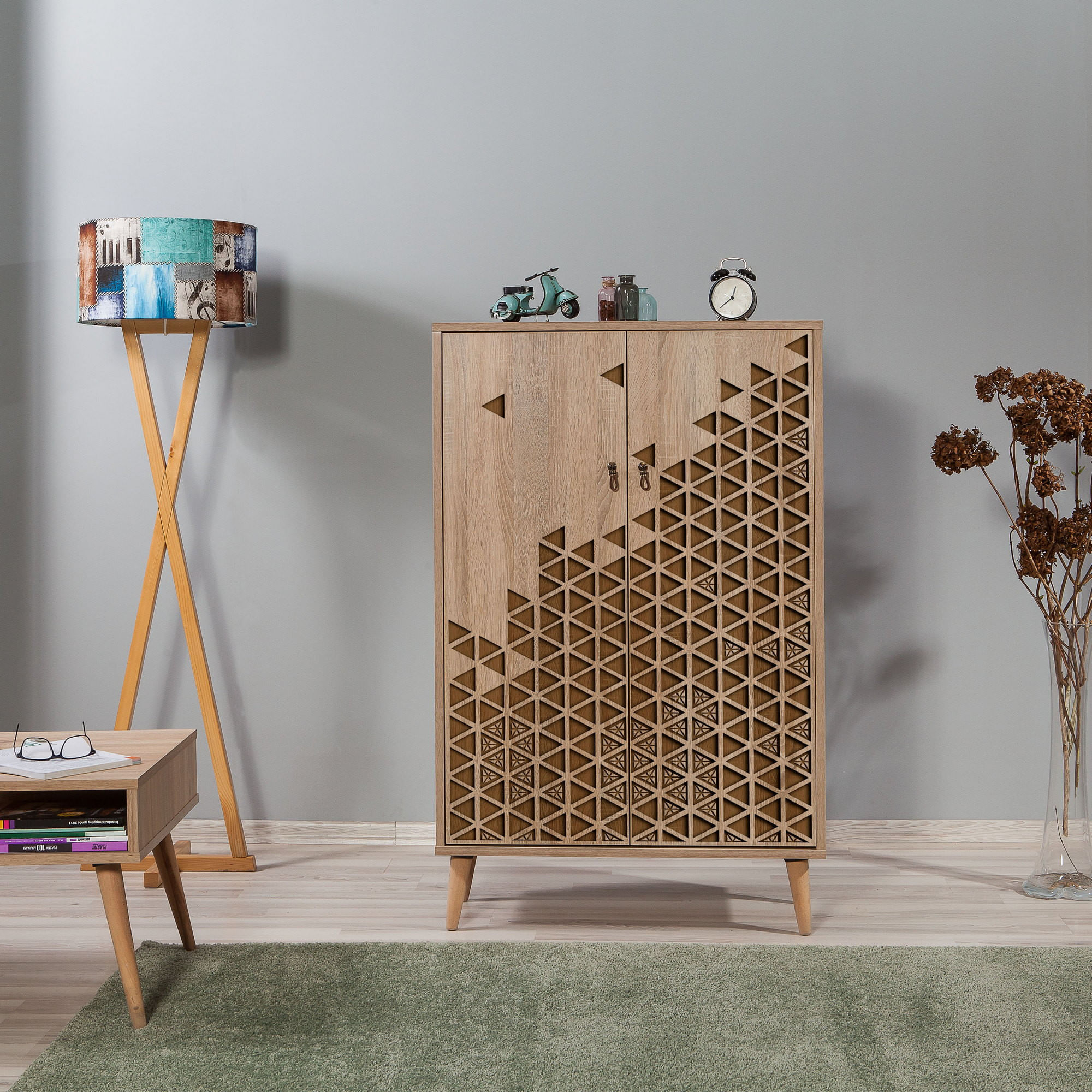 Dulap multifunctional, Hanah Home, pal melaminat, stejar sonoma, 80x36x127 cm, 869VEL3977 — imaginea 8