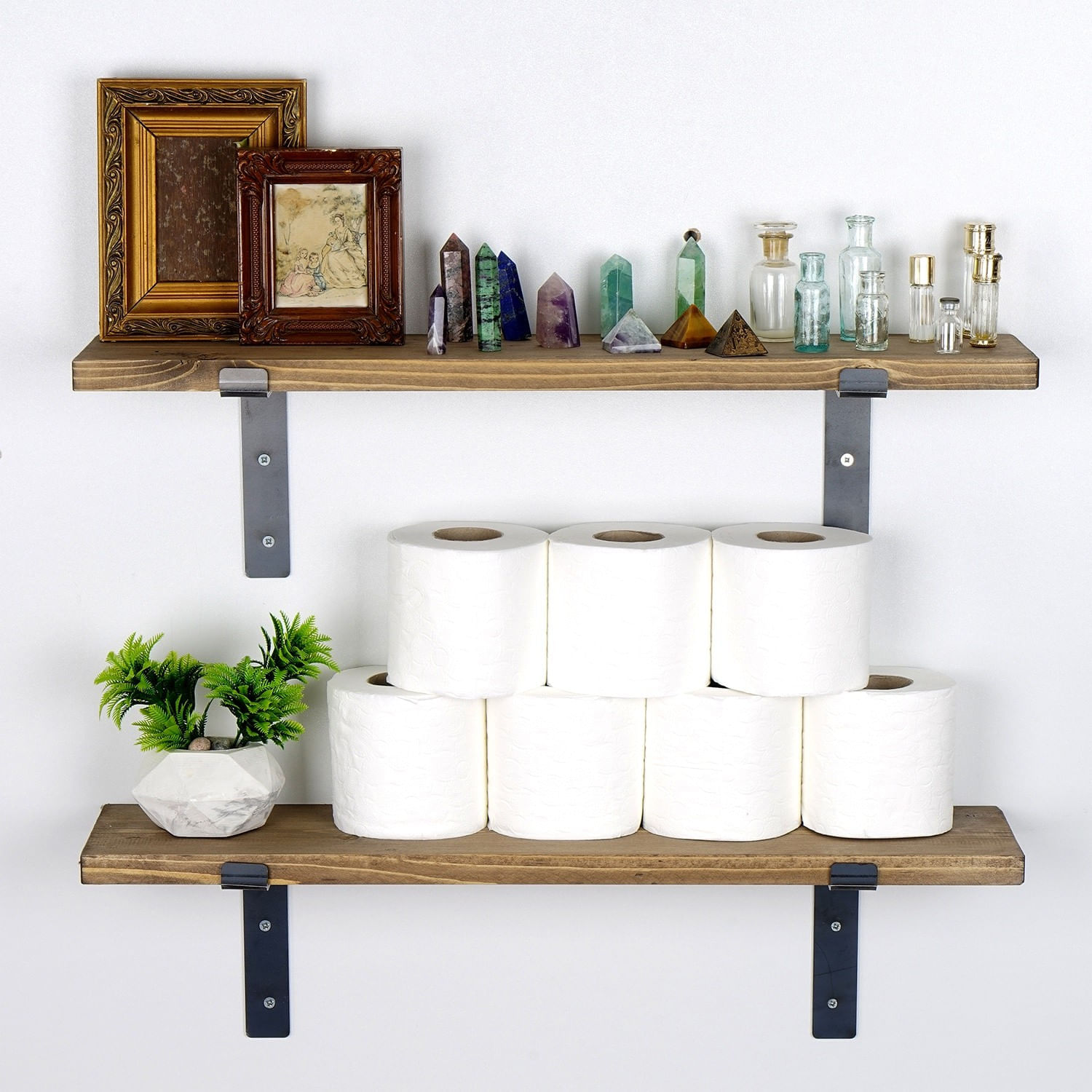 Raft de perete, Hanah Home, lemn molid, negru nuc, 60x16x14 cm — imaginea 4