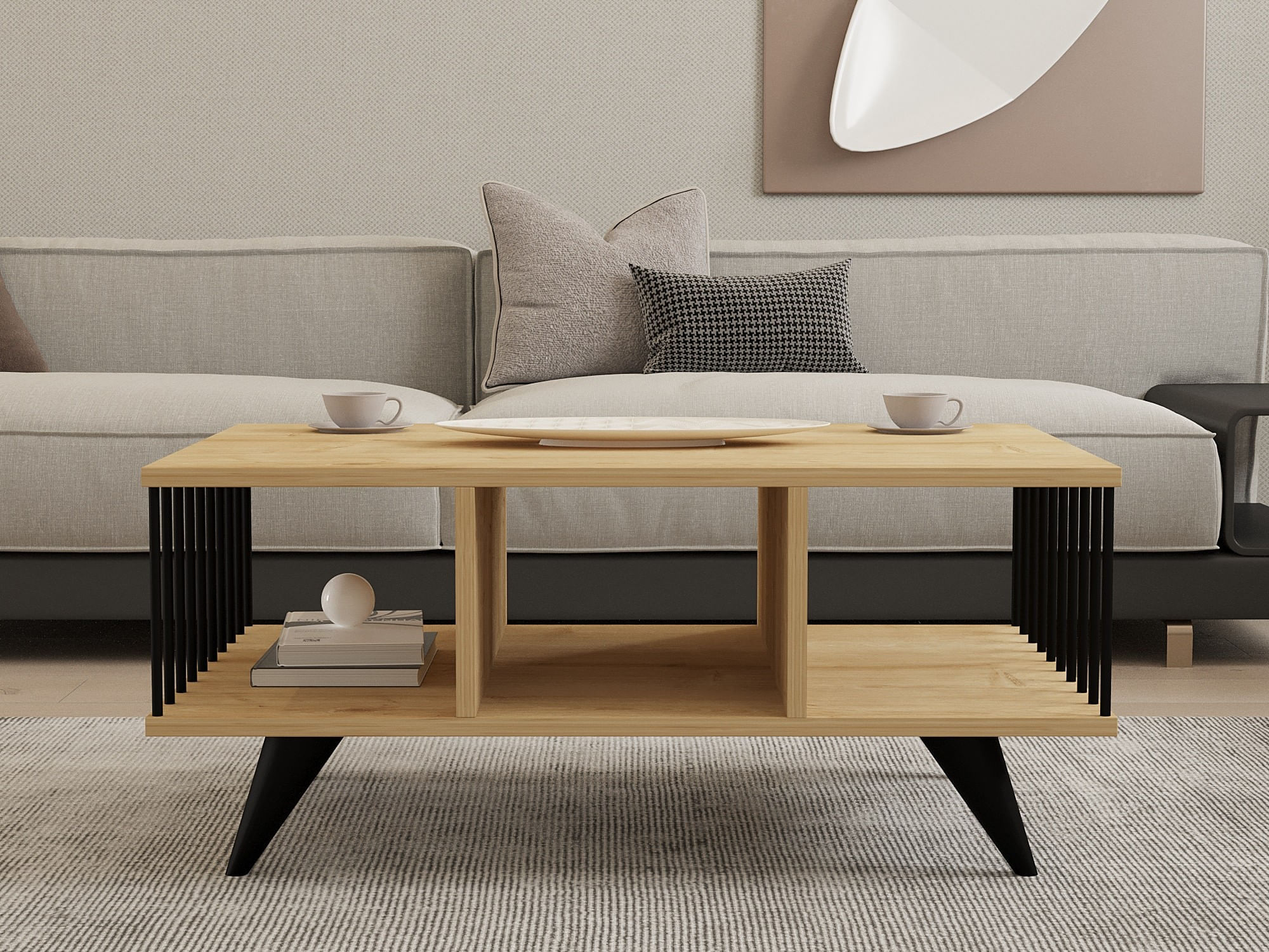 Masuta de cafea, Hanah Home, pal melaminat, safir, 90x60x40 cm — imaginea 3