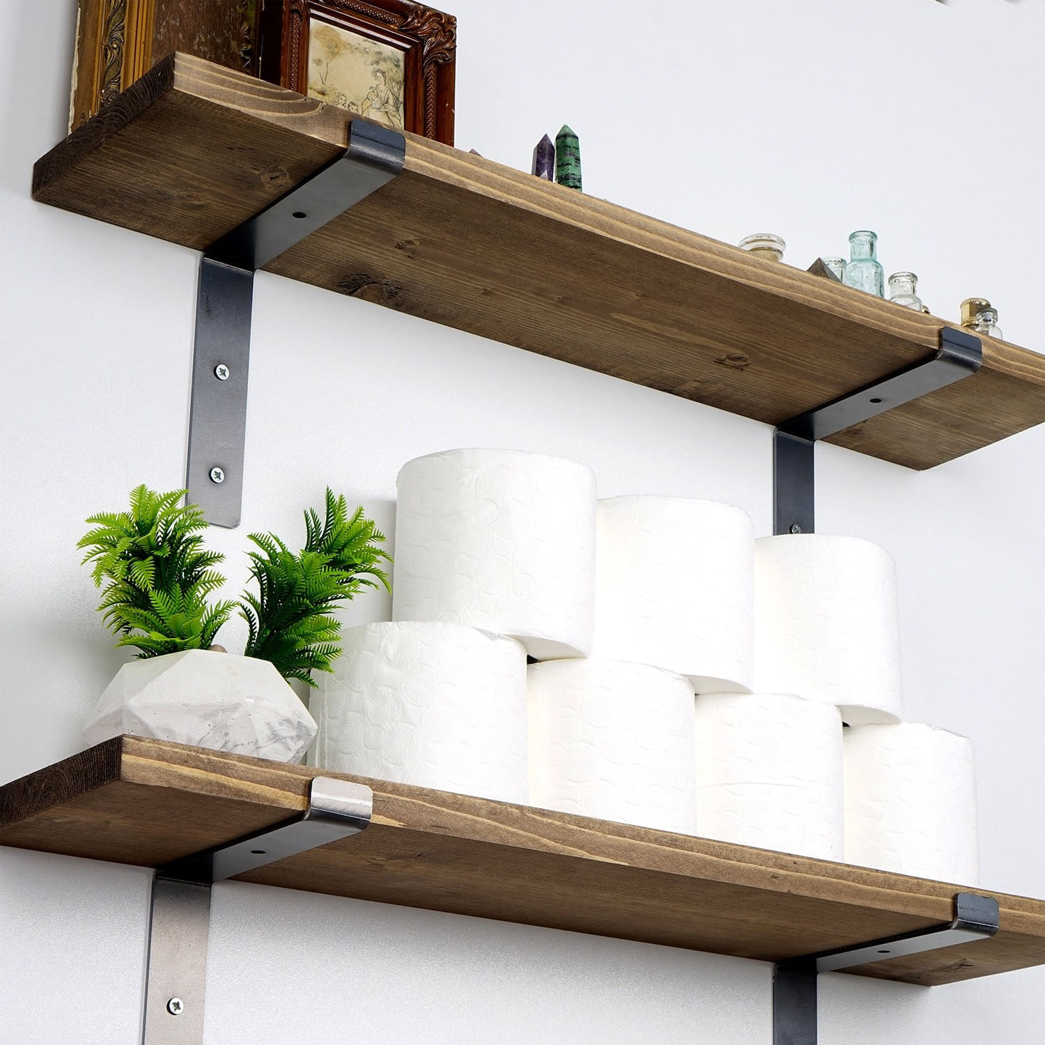 Raft de perete, Hanah Home, lemn molid, negru nuc, 60x16x14 cm — imaginea 5