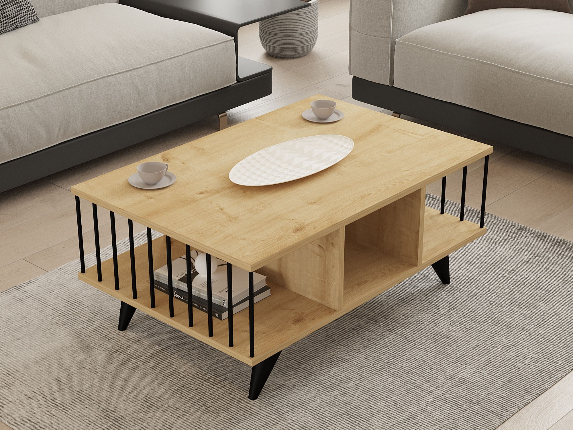 Masuta de cafea, Hanah Home, pal melaminat, safir, 90x60x40 cm — imaginea 4