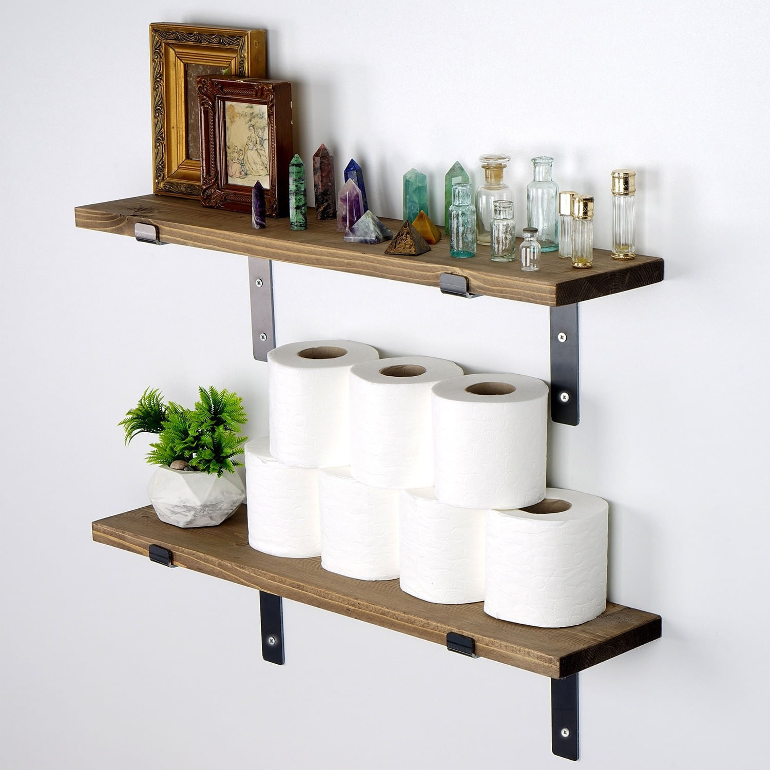 Raft de perete, Hanah Home, lemn molid, negru nuc, 60x16x14 cm — imaginea 7