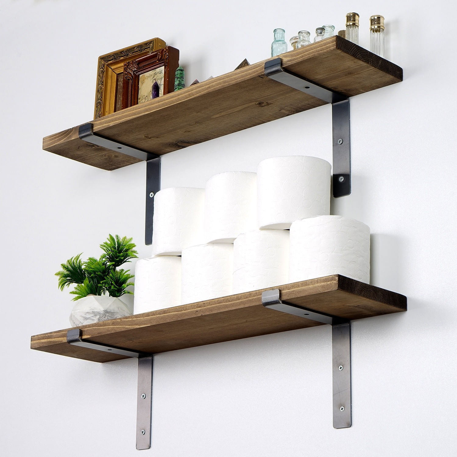 Raft de perete, Hanah Home, lemn molid, negru nuc, 60x16x14 cm — imaginea 9